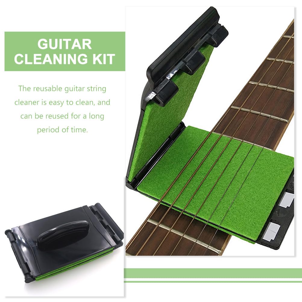 VICASKY 2-Pack Guitar String Cleaner & Fretboard Cleaning Kit - Includes Microfiber Cloth & Scrubber Tool for Guitar Maintenance - Perfect for Electric, Acoustic & Bass Guitar Care at Home or Studio