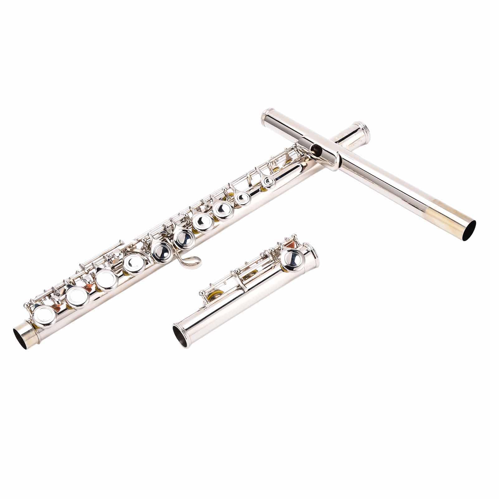 Premium Cupronickel Closed Hole Flute - 16 Keys Silver Wind Instrument with Strong Projection for Symphony & Band Performances | Professional Woodwind for Concerts, Recitals & Music Practice