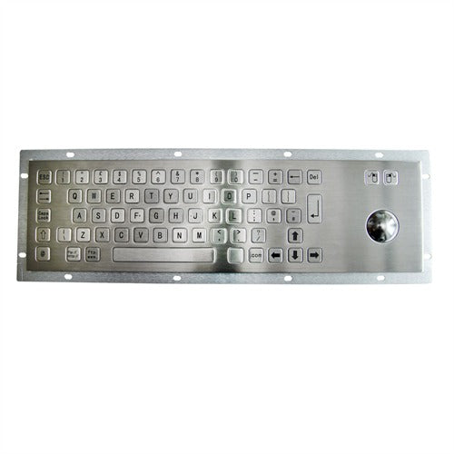 KBS PC B Stainless Steel Keyboard with Built-in Trackball - Ergonomic Wired USB Keyboard for Office, Gaming & Industrial Use