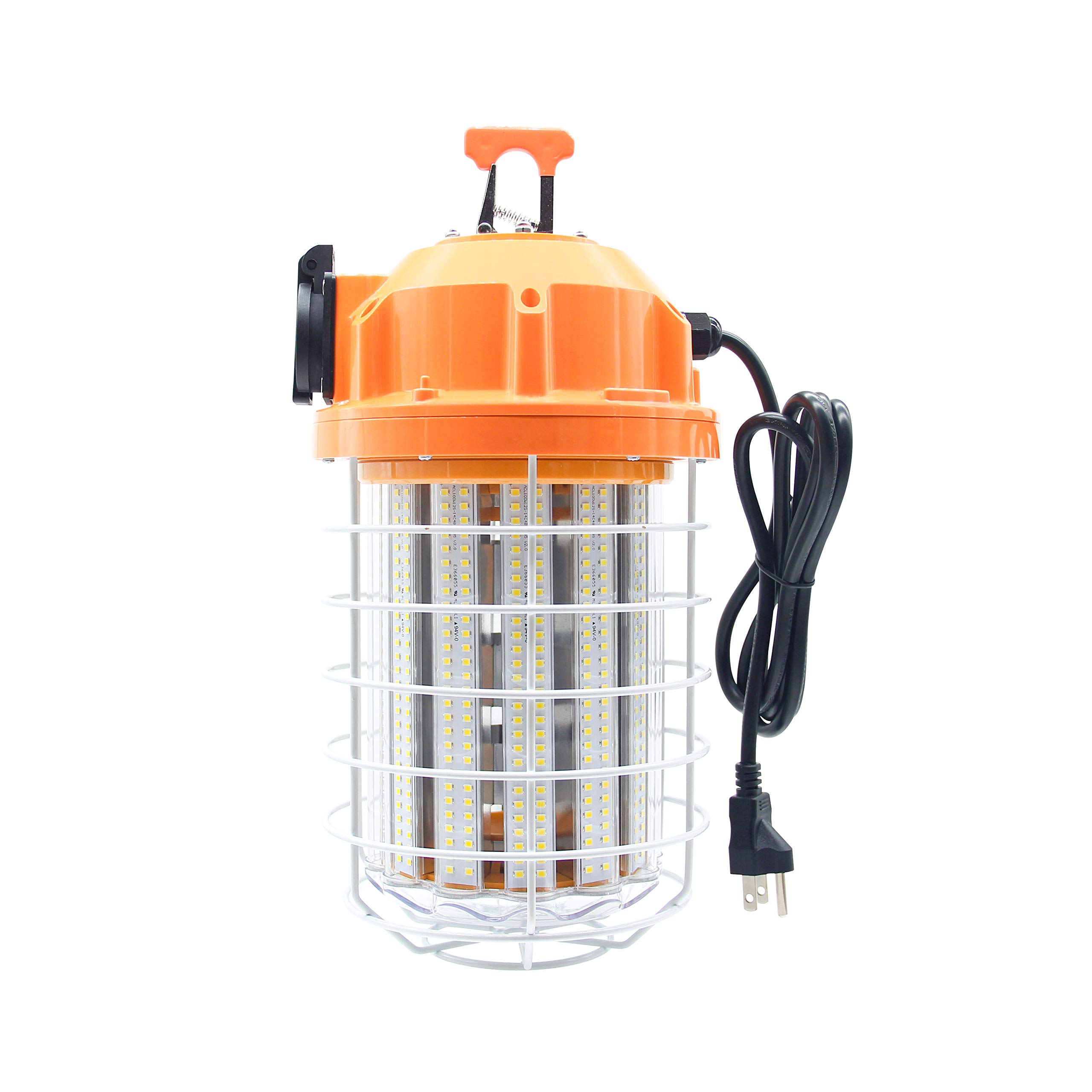 100W LED Temporary Work Light Fixture - 13,500 Lumen Daylight White 5000K - IP64 Dustproof & Waterproof - Stainless Steel Protective Cover - High Bay Construction, Jobsite, Workshop Lighting - Perfect for Indoor/Outdoor Industrial Projects and Emergency Repairs