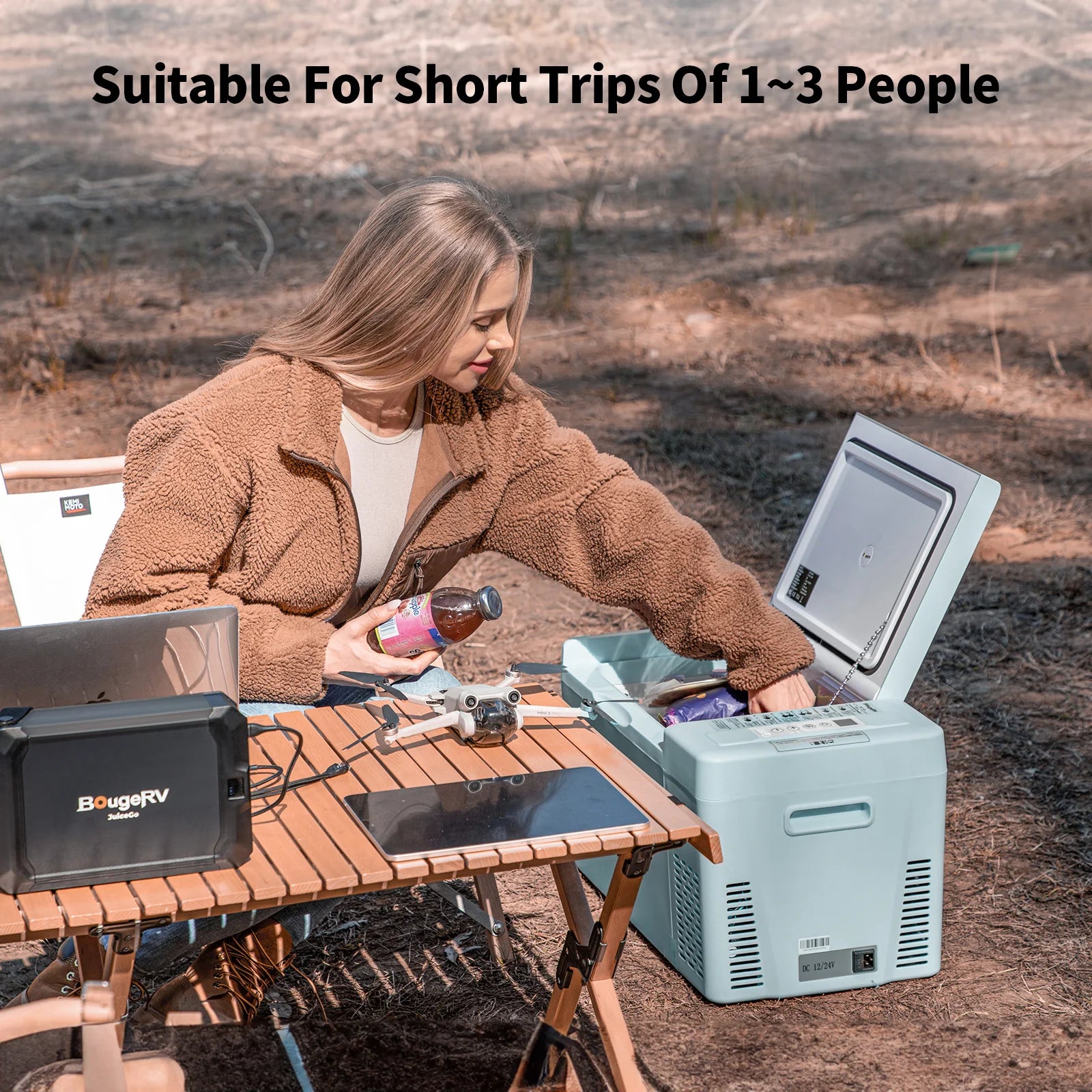 Bouge RV 12V 23 Quart Portable Car Refrigerator - Compact Freezer for Camping, Road Trips & Outdoor Adventures - Keep Food & Drinks Cold On-The-Go