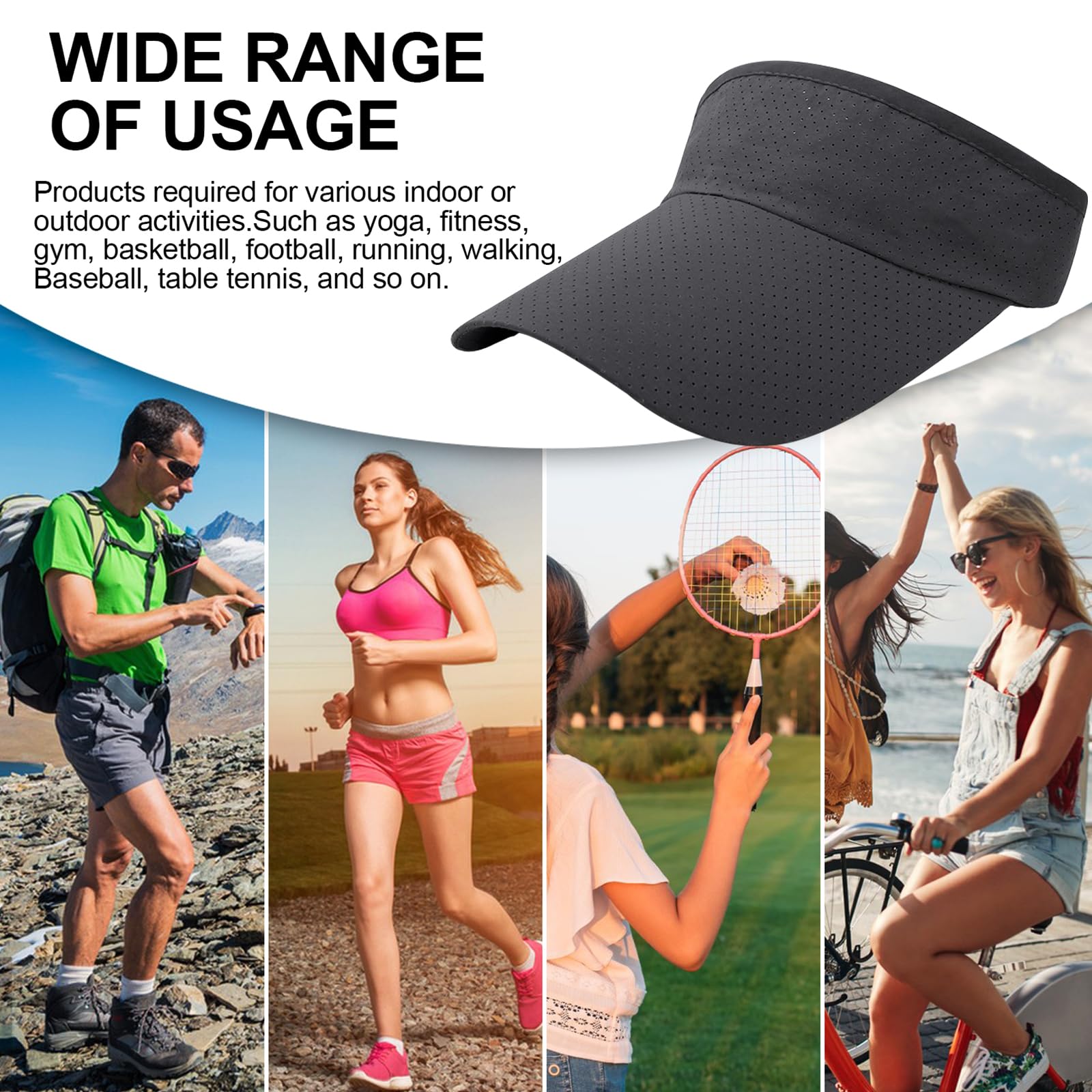 Women's Wide Brim UV Protection Sports Visor Hat - Adjustable Sun Hat for Golf, Cycling, Running & Outdoor Activities - Perfect for Summer, Beach & Casual Wear