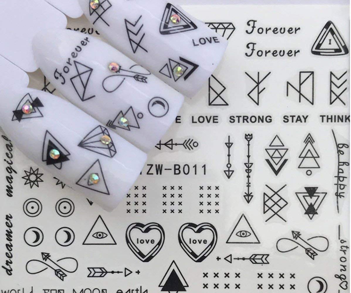 Black Minimalist Arrow Nail Stickers - Salon Quality Nail Art Decals & Wraps - 1 Full Sheet - Perfect for DIY Nail Designs, Home Manicures & Professional Salon Use