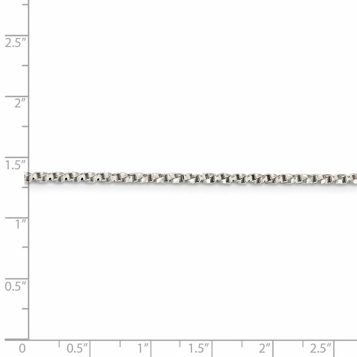 925 Sterling Silver Twisted Box Chain Necklace - 2.25mm Polished 16