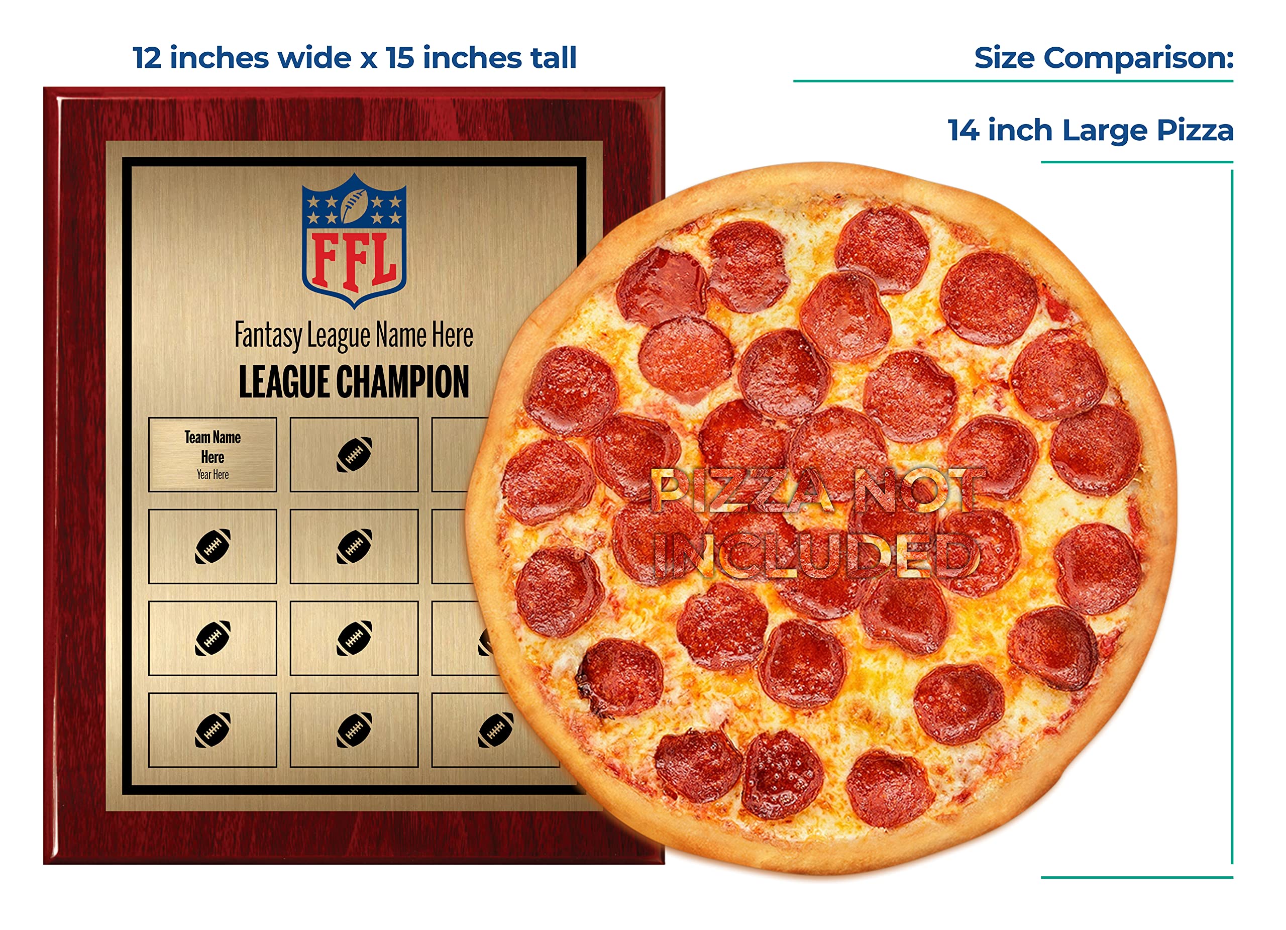 Custom Fantasy Football Trophy Plaque with Personalized Plates - Perpetual League Award for FFL Winners - Engraved Name & Team Options - Perfect for Championship Celebrations & Sports Memorabilia Displays