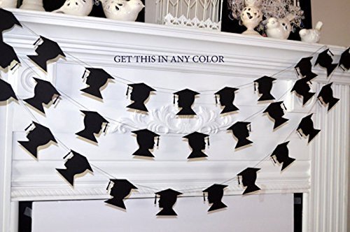Graduation Cap Garland Decor - Premium Graduation Party Banner for Wall & Table Decorations - Perfect for Graduation Ceremonies, Parties & Photo Backdrops