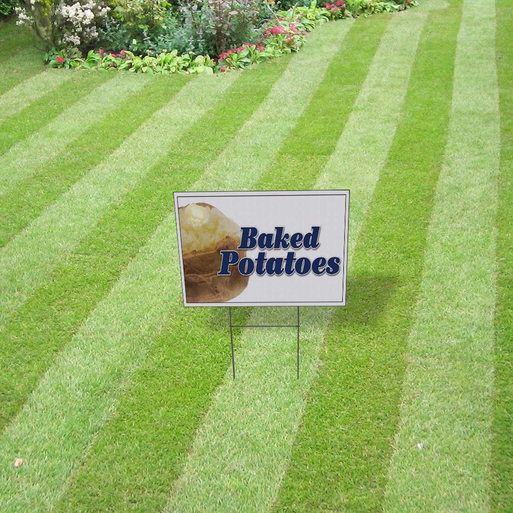 24x18 Inch Weatherproof Yard Sign for Baked Potatoes - Double-Sided Print, Durable for Restaurants, Cafes & Bars - Perfect for Lawn, Garden & Vegetable Displays