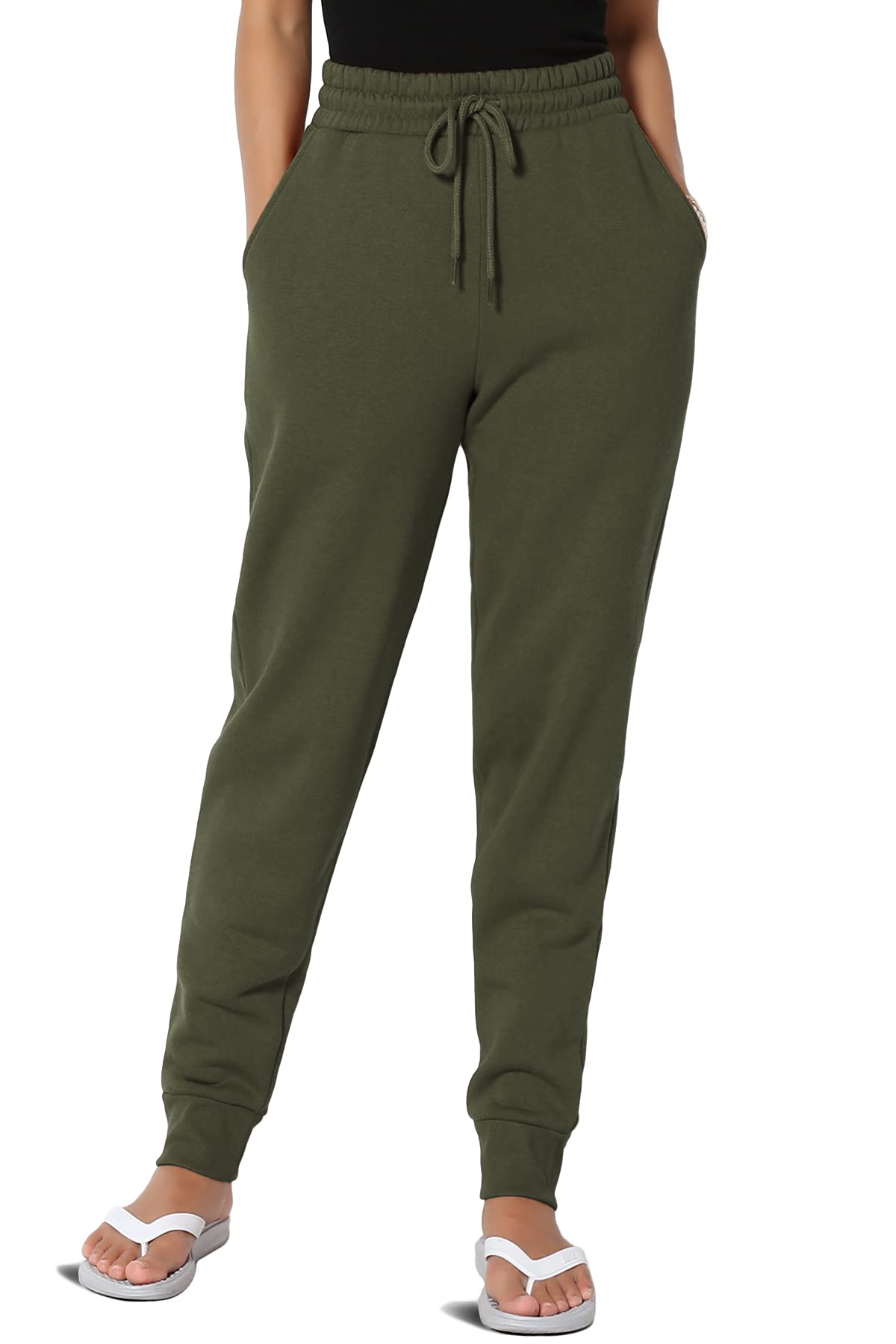 TheMogan Active Lounge Comfy Cotton Blend Drawstring Waist Jogger Sweatpants for Women - Soft Casual Yoga Pants with Pockets - Perfect for Workout, Running, Travel & Relaxing at Home