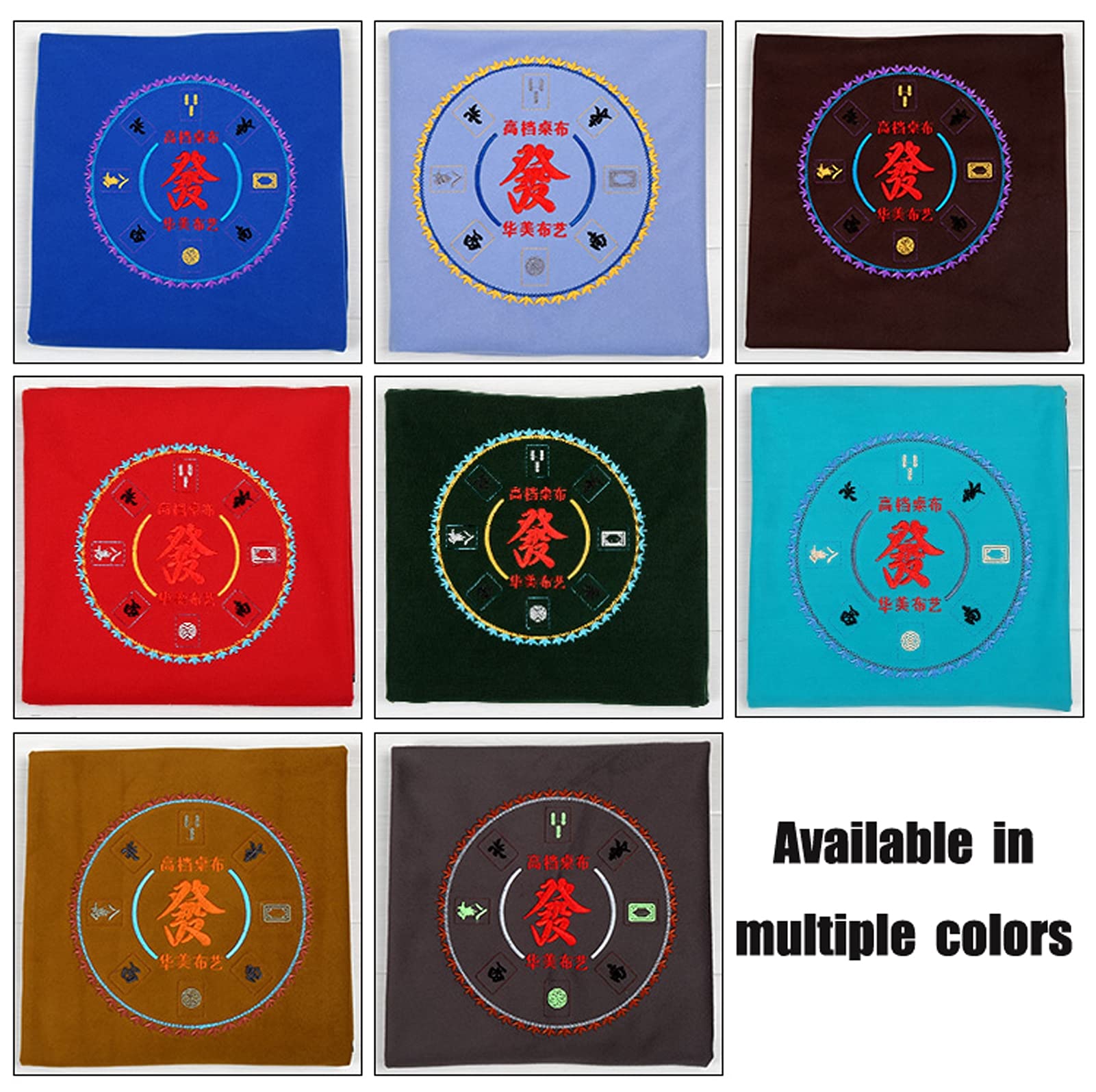Non-Slip Mahjong Mat - 100x100cm Blue Table Cover for Poker, Card Games, Board Games, Dominoes & Tile Games - Noise Reducing Table Protector for Game Nights & Family Gatherings