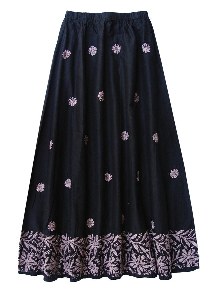 Pure Cotton Hand Embroidered Long Skirt for Women | Traditional Indian Ayurvastram Skirt | Comfortable & Breathable for Summer, Festivals, and Casual Wear
