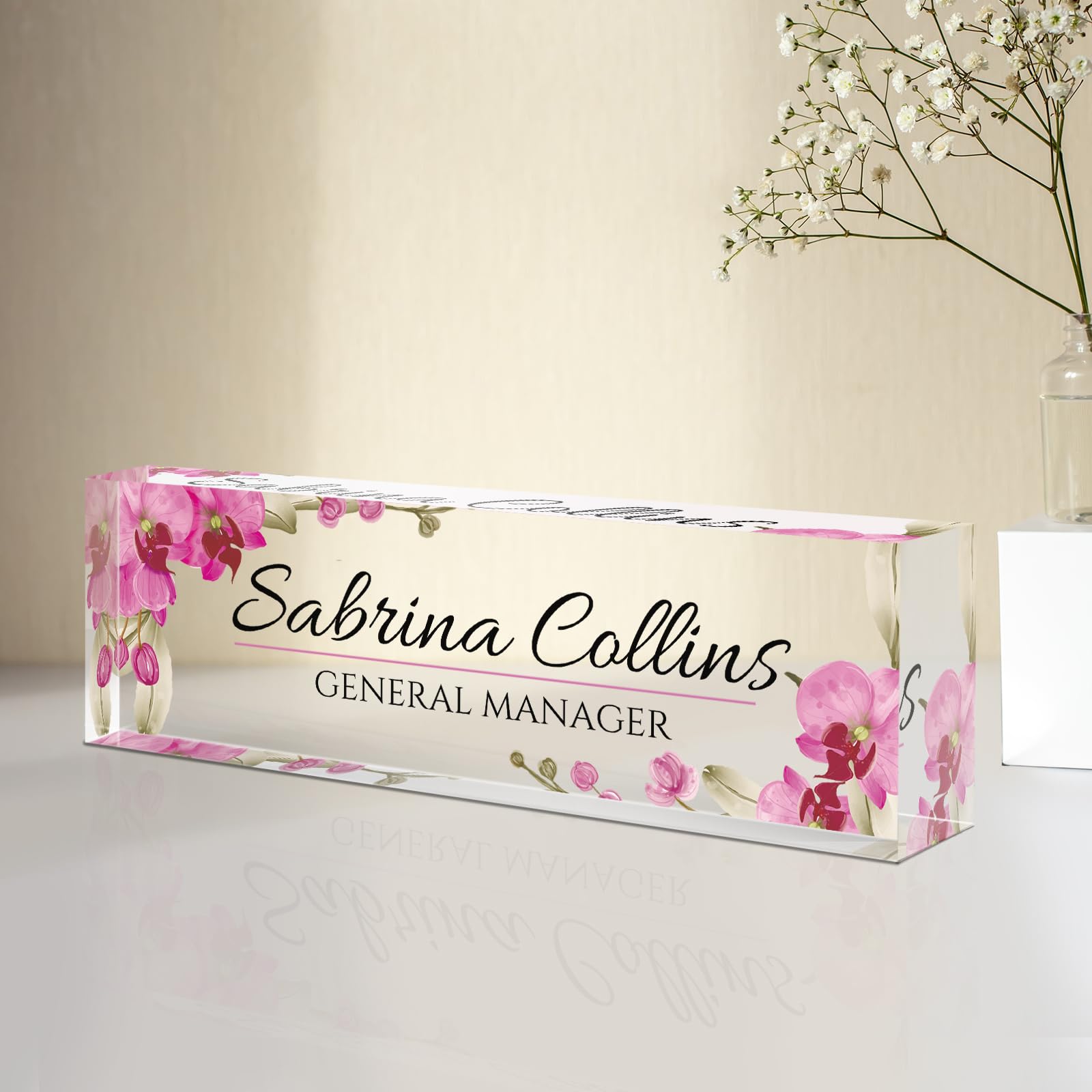 Personalized Acrylic Name Plate for Desk - Custom Employee Appreciation Gift for Office, Teacher, Nurse, Manager & Boss - Elegant Desk Accessory & Office Decor for Professional Workspace