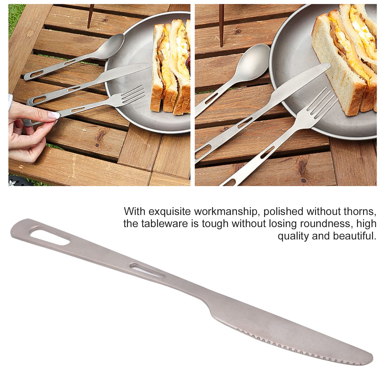 Shanrya Reusable Travel Utensils Set - Stainless Steel Camping Knife for Outdoor Dining, Backpacking, Hiking & Picnic | Portable Flatware for Camping, Travel & Eco-Friendly Meals On-The-Go