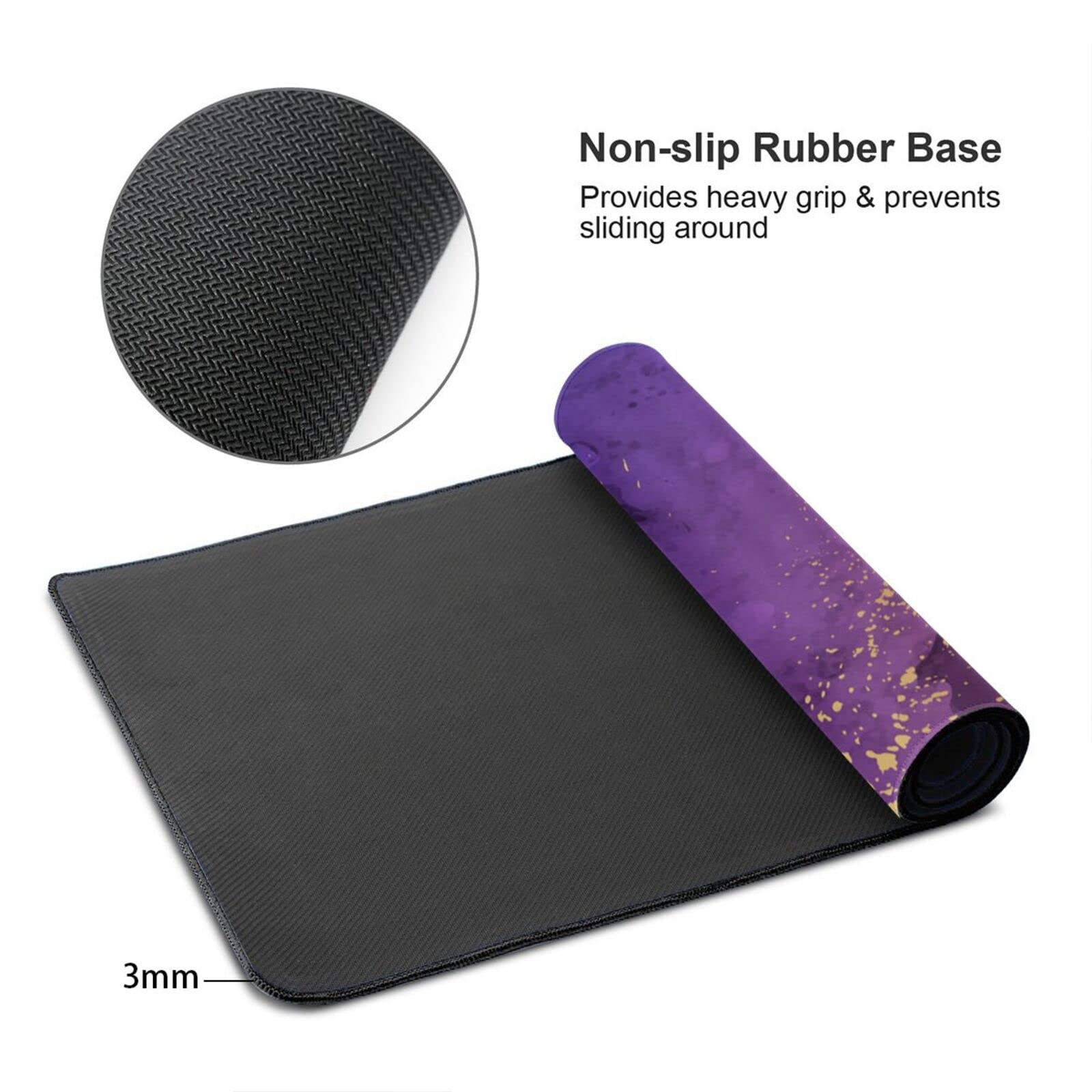 XXL Purple Watercolor Waves Gaming Mouse Pad - 35''×15.7''×0.12'' Non-Slip Desk Mat with Stitched Edges for Office, Computer & Keyboard | Perfect for Gamers, Graphic Designers & Home Office Workspace