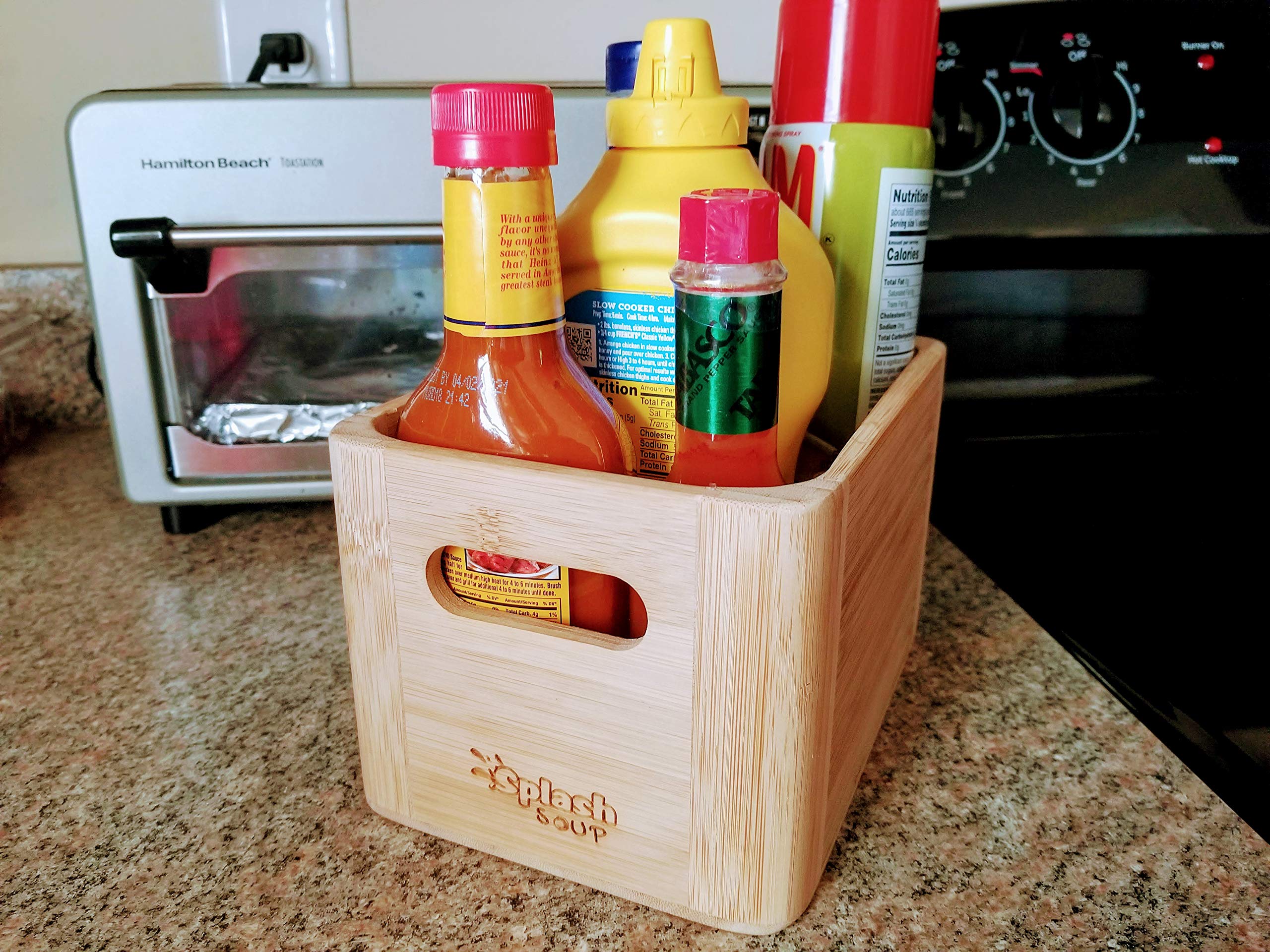 Bamboo Organizer for Bathroom, Kitchen & Picnic - Cosmetic Storage, Spice Holder, Condiment Box & Grill Utensil Organizer | Perfect for Home Organization & Outdoor Dining