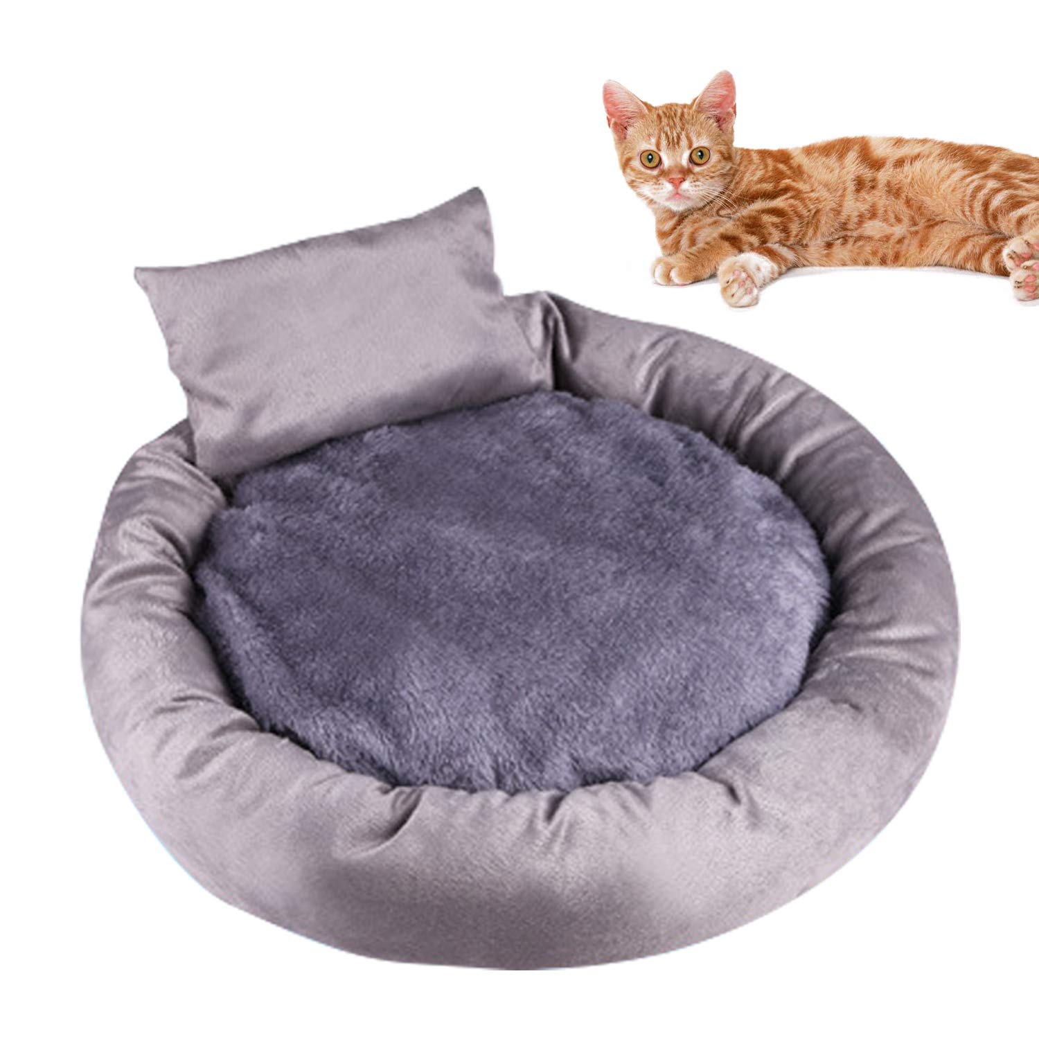 Washable Round Pet Bed for Cats & Dogs - Cozy Home Comfort