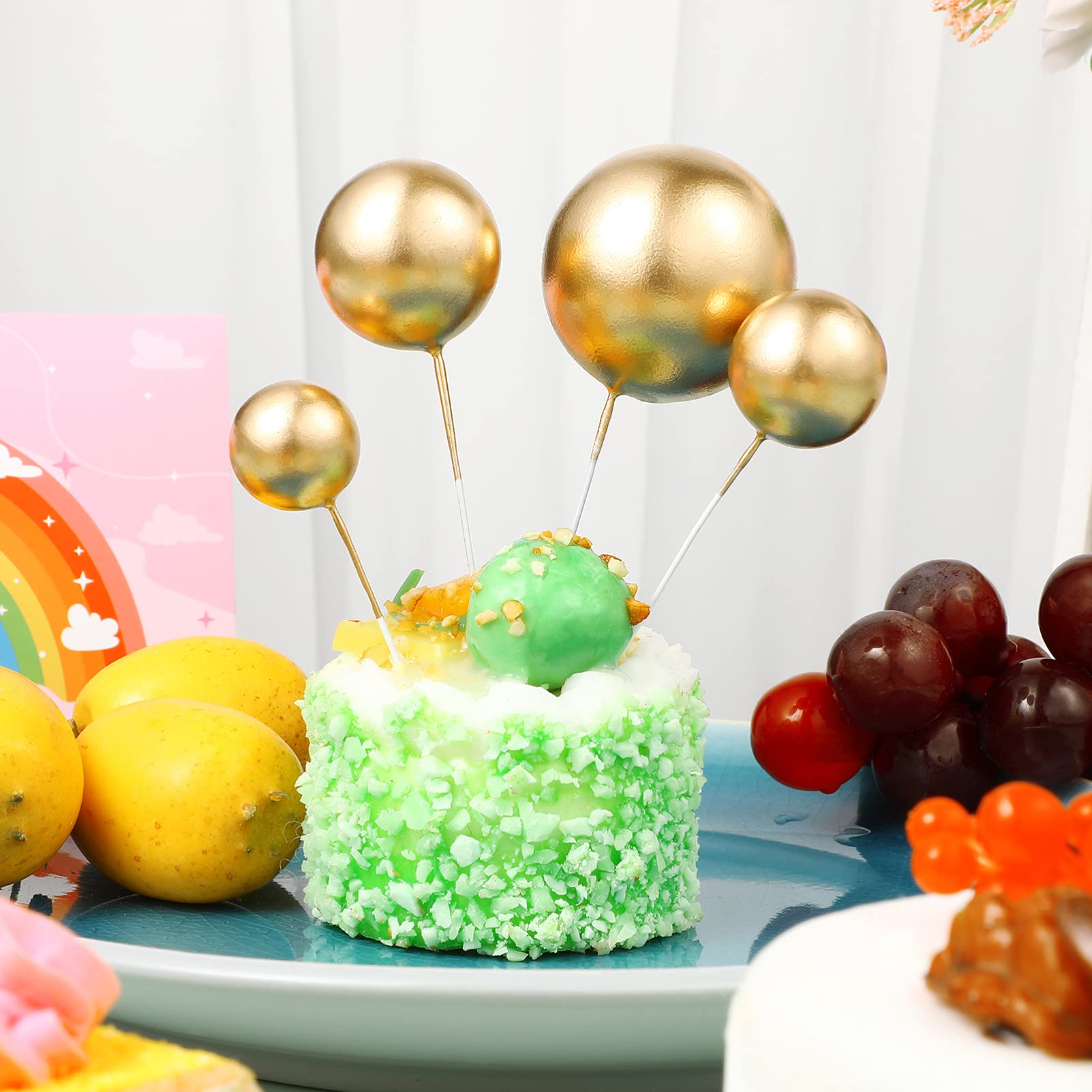 20Pcs Gold Balloon Cake Toppers - Mini Foam Ball Cupcake Decorations for DIY Birthday, Wedding & Anniversary Party Supplies | Perfect for Cake Decorating, Dessert Tables & Celebration Events