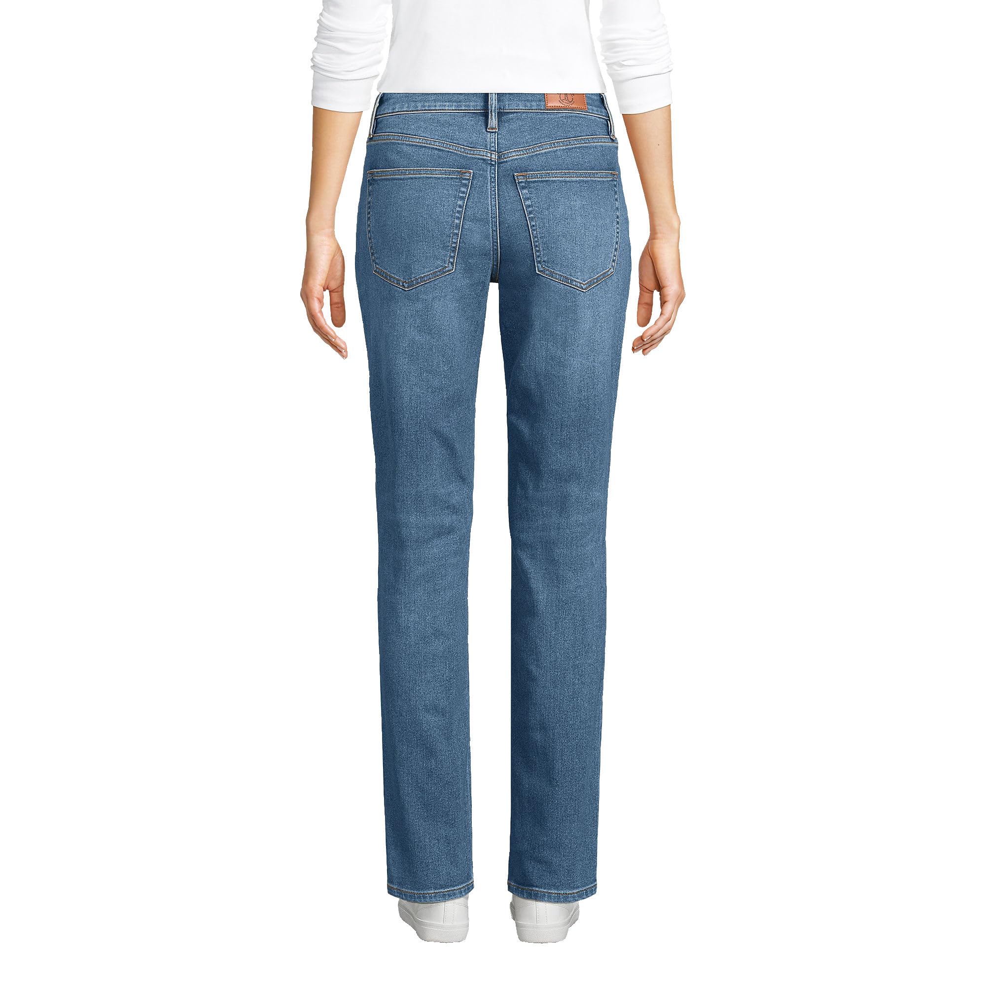 Lands' End Women's Recover Mid Rise Boyfriend Jeans - Comfortable Stretch Denim Pants for Casual Wear, Work & Everyday Outfits