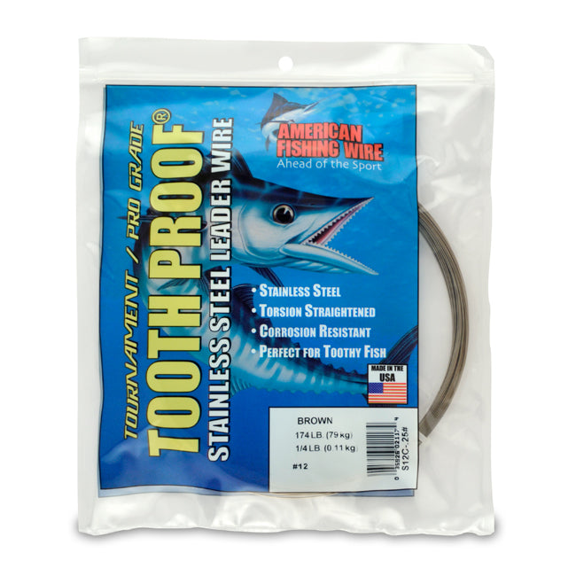 AFW Tooth Proof Stainless Steel Single Strand Leader Wire - 1/4 lb Coils for Fishing, Saltwater & Freshwater Angling - High Strength Abrasion Resistant Wire for Pike, Muskie & Shark Fishing
