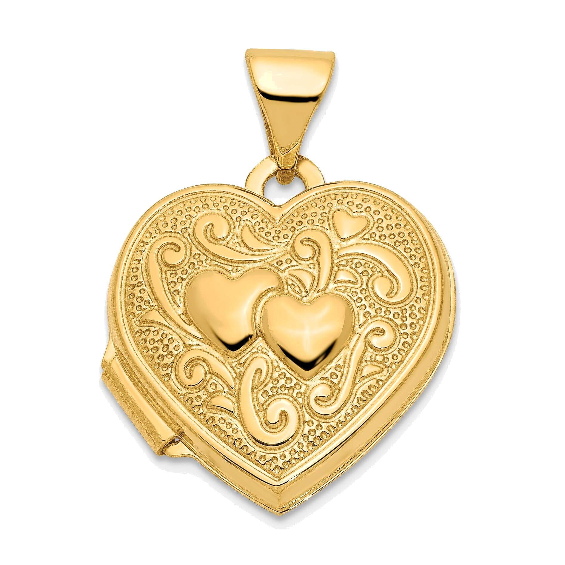 14K Yellow Gold Heart Locket Jewelry for Romantic Gifts