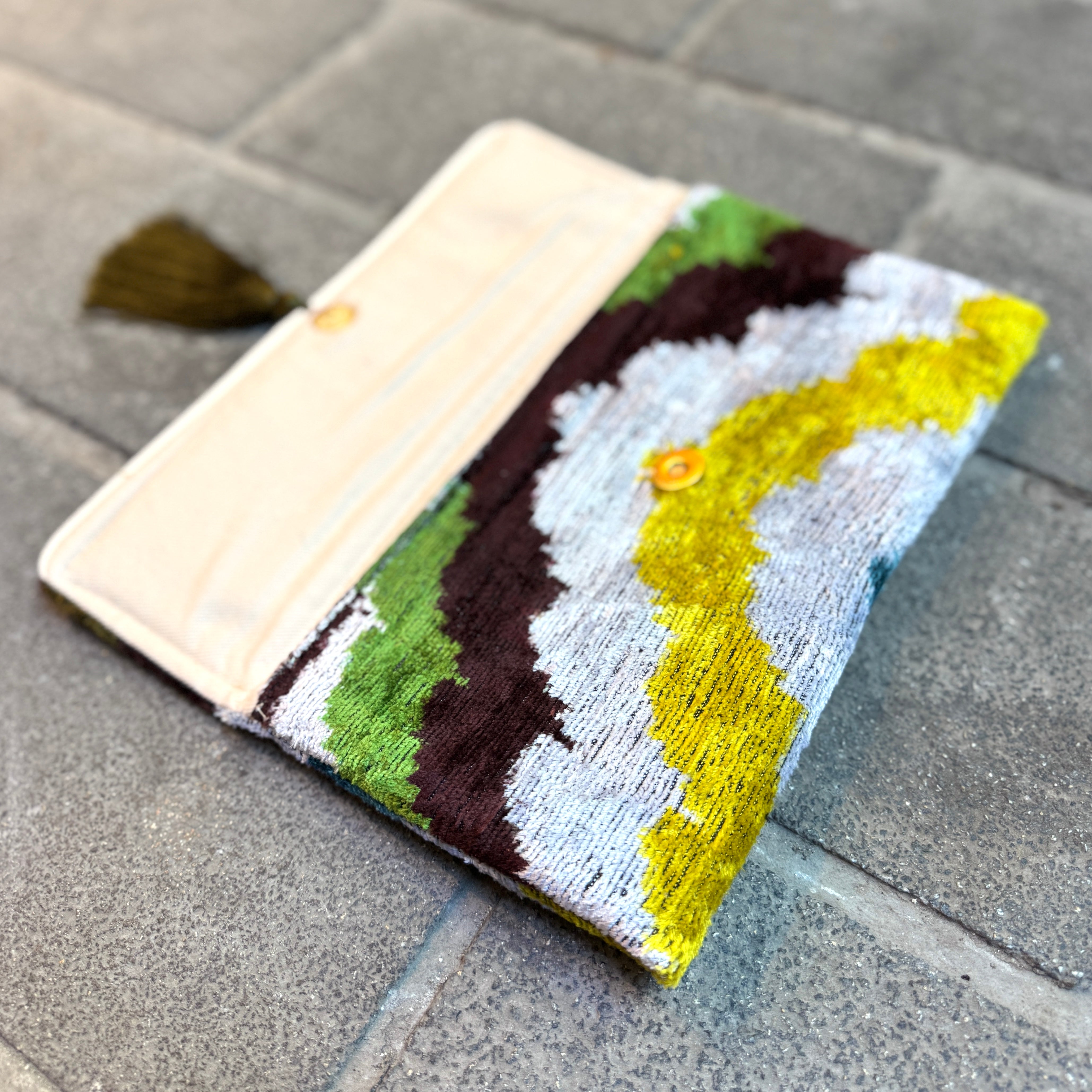 Stylish Ikat Clutch Bag for Women - Handmade Mallorca Boho Purse - Perfect for Evening Parties, Weddings & Special Occasions