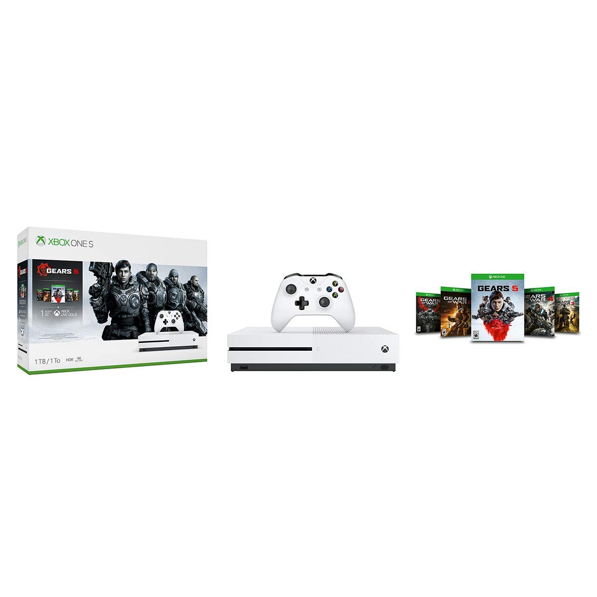 Xbox One S 1TB Console - Gears 5 Bundle (Renewed) | Certified Refurbished Gaming System with Wireless Controller | Perfect for Home Entertainment & Multiplayer Gaming