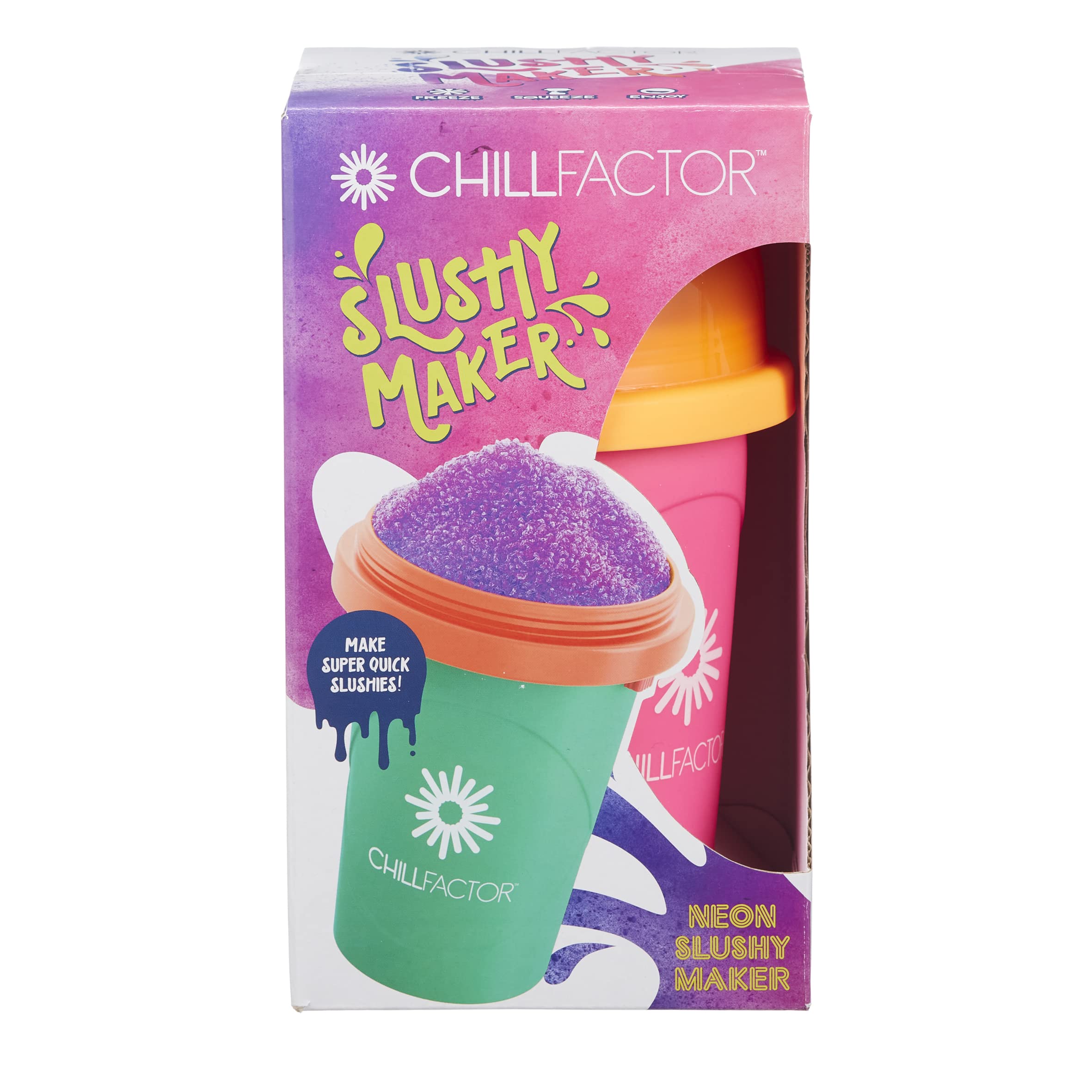 ChillFactor Slushy Maker Cup - Reusable DIY Slushie Maker for Kids & Adults, Neon Pink Frozen Drink Maker, Perfect for Summer Parties, Poolside Treats & Family Fun