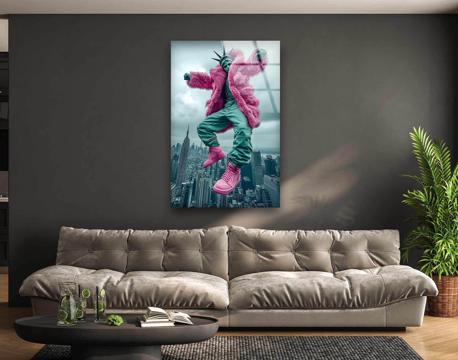 Modern Glass Wall Art - Handcrafted Abstract Design for Home & Office Decor | Perfect for Living Room, Bedroom, or Workspace