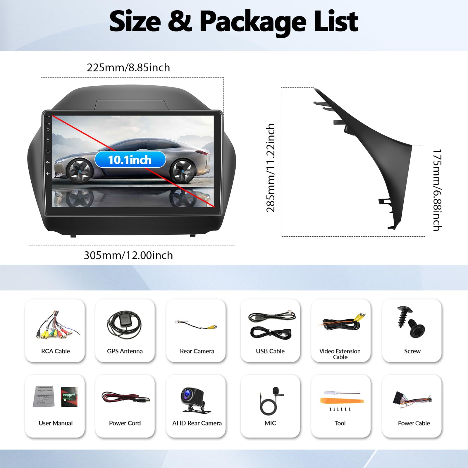 **10.1 Inch Android Car Stereo for Hyundai Tucson IX35 2010-2015 | 2GB RAM 32GB ROM | Wireless CarPlay & Android Auto | Bluetooth FM GPS Navigation | Backup Camera | Touch Screen | Perfect for Road Trips & Daily Commute**