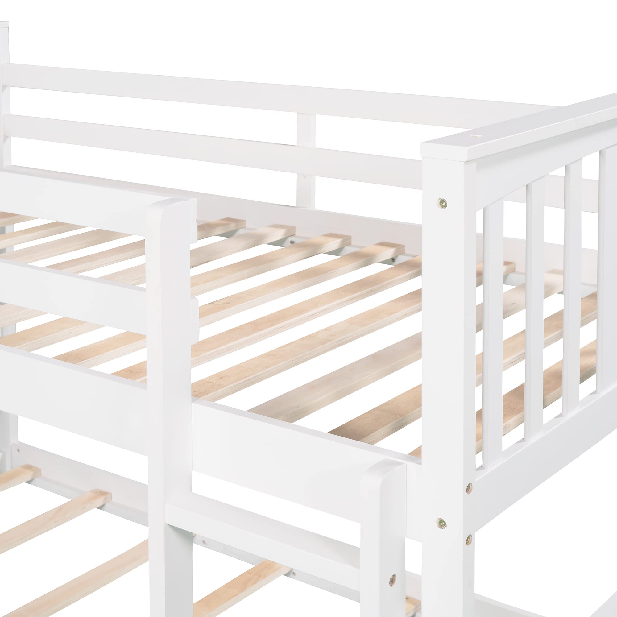 Harper & Bright Designs Twin Over Twin Low Bunk Bed with Slide - Wooden Kids Bunk Bed with Ladder for Boys & Girls (White) | Space-Saving Bedroom Solution for Siblings, Sleepovers & Small Rooms
