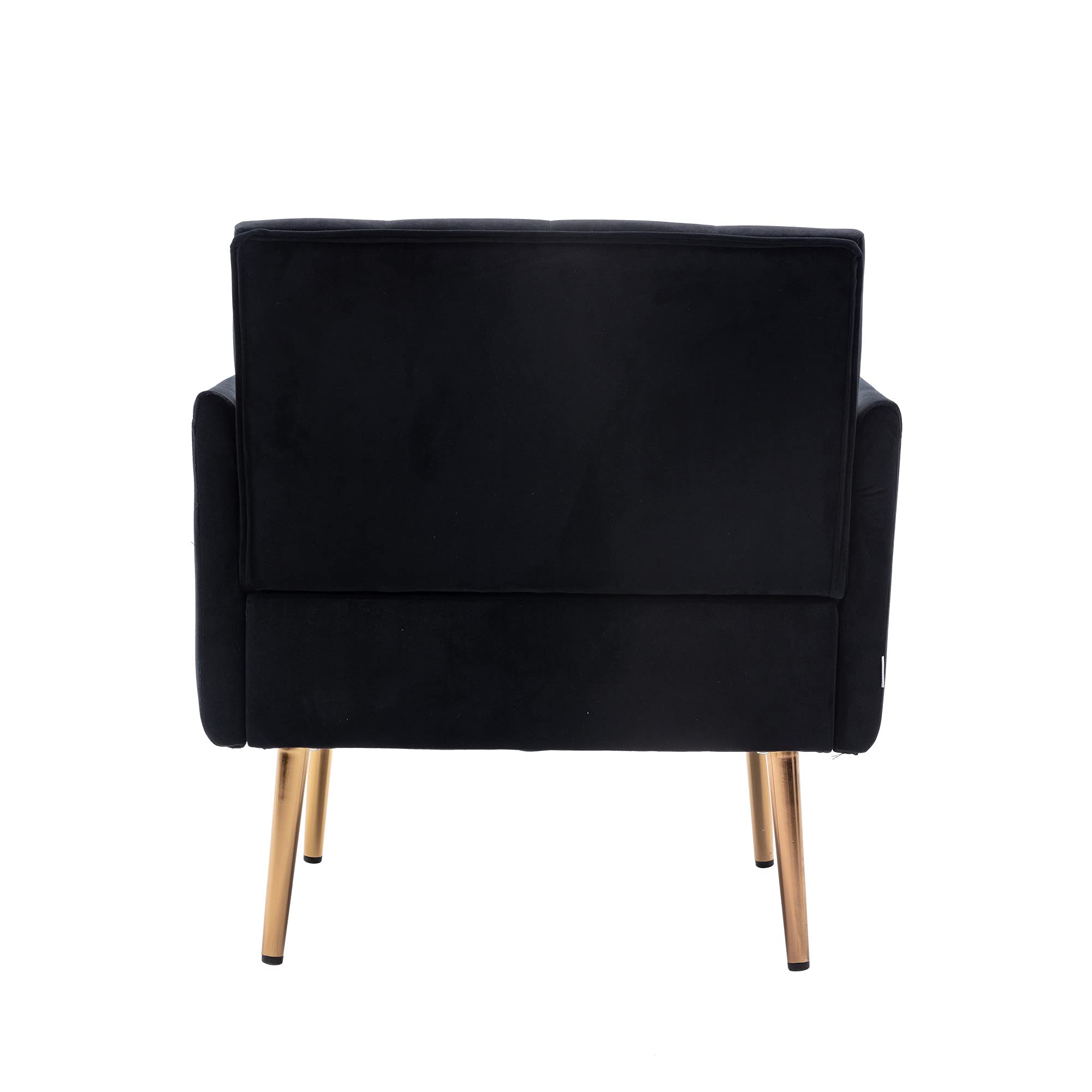 Luxury Velvet Accent Chair - Modern Upholstered Single Sofa with Rose Gold Metal Legs, Contemporary Club Chair for Living Room, Bedroom, Lounge - Perfect for Reading Nook, Home Office & Apartment Decor (Black)