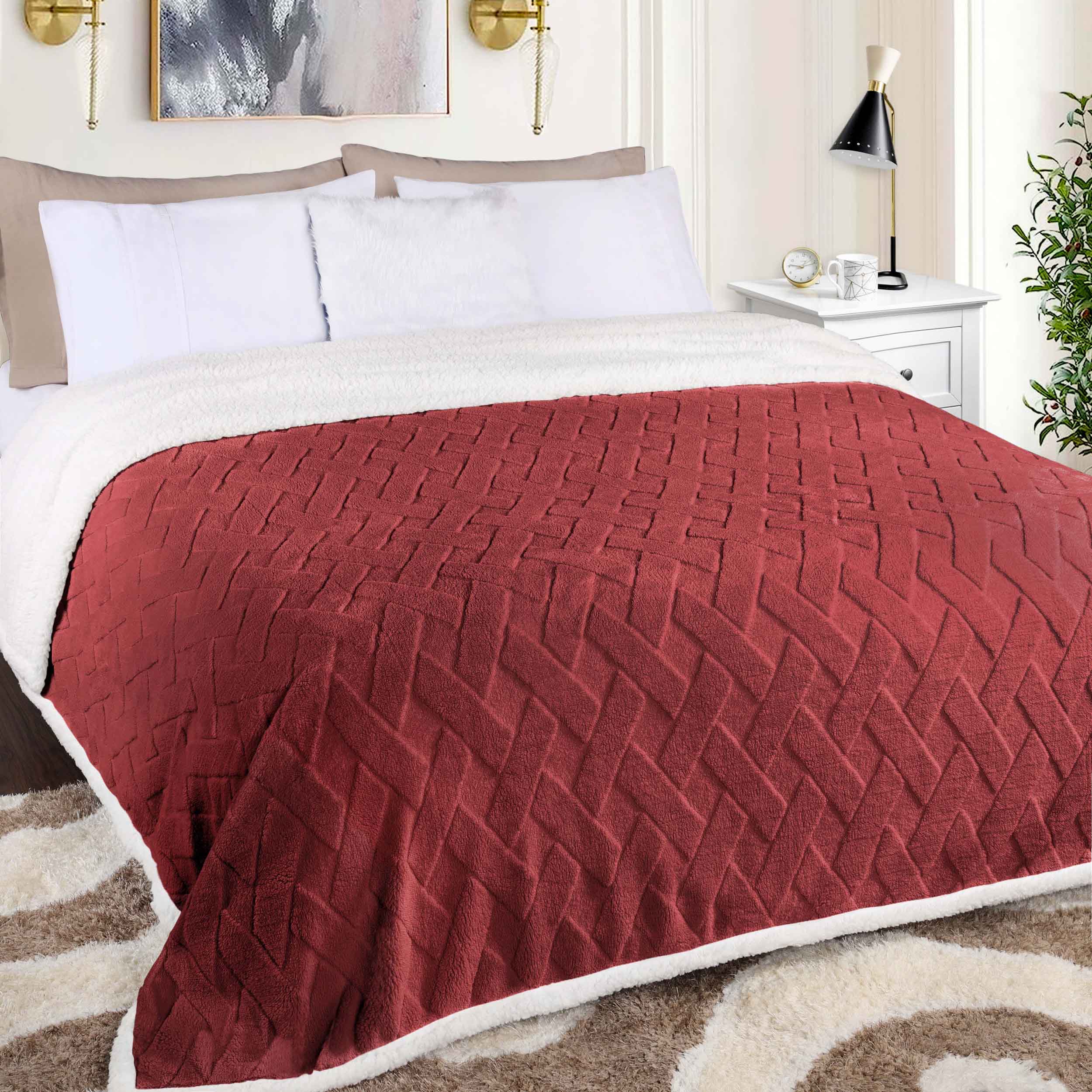 Nuuk Reversible Jacquard Lattice Plush Sherpa Fleece Blanket - Ultra Soft & Warm Winter Throw for Couch, Bed & Travel - Cozy Home Decor Gift for Christmas & Cold Weather