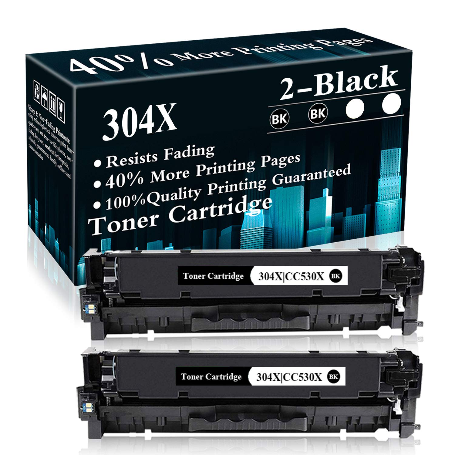 2 Pack Remanufactured 304X/CC530X Toner Cartridge Replacement for HP Color LaserJet Pro CP2025/CP2025n/CP2025dn/CP2025x & CM2320 Series Printers - High Yield, Reliable Performance - Perfect for Home Office & Small Business Printing Needs