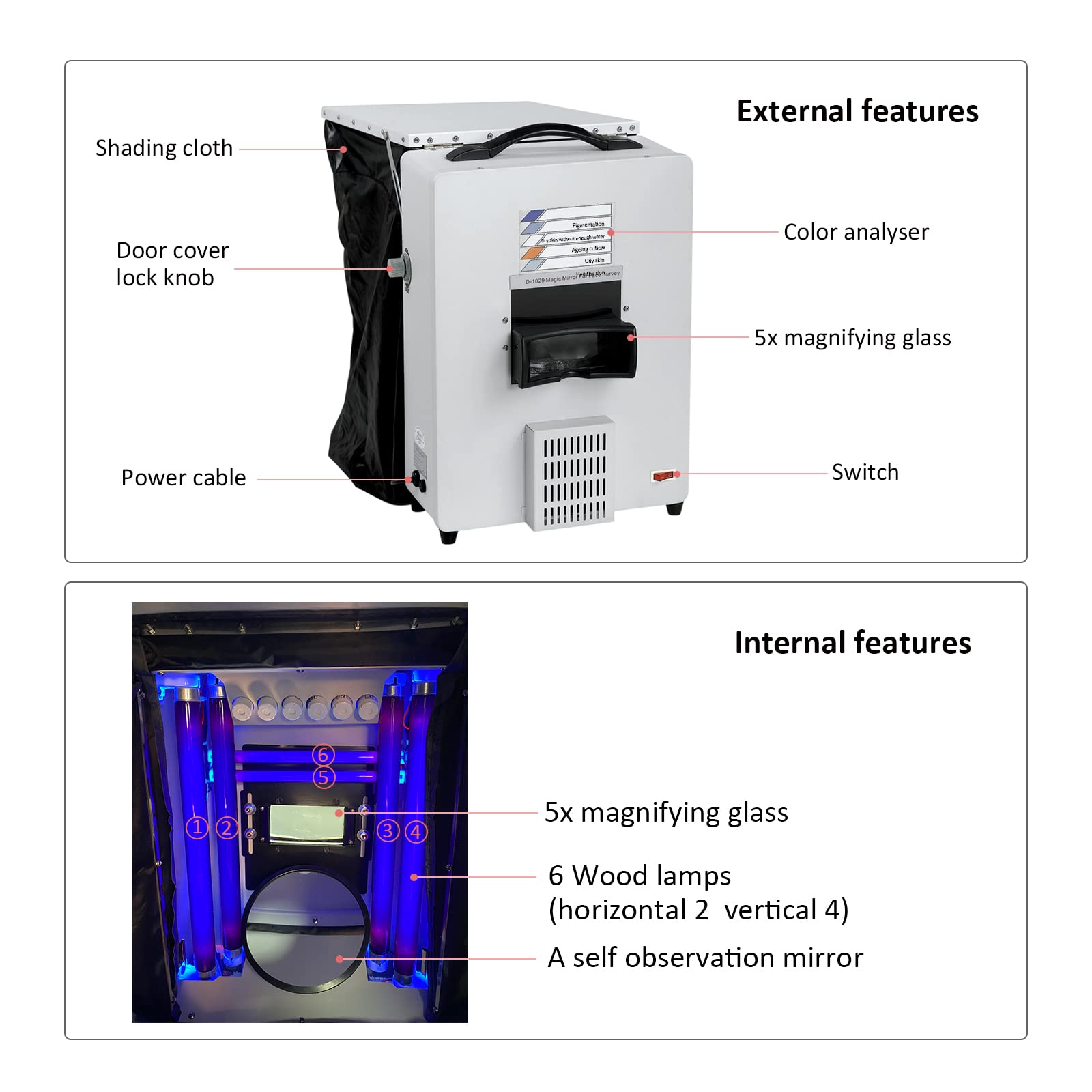 Elitzia ETD1029 Professional UV Skin Analyzer for Laptop - Portable Beauty Device for Skin Analysis & Care | Perfect for Home Spa, Dermatology Clinics & Beauty Salons