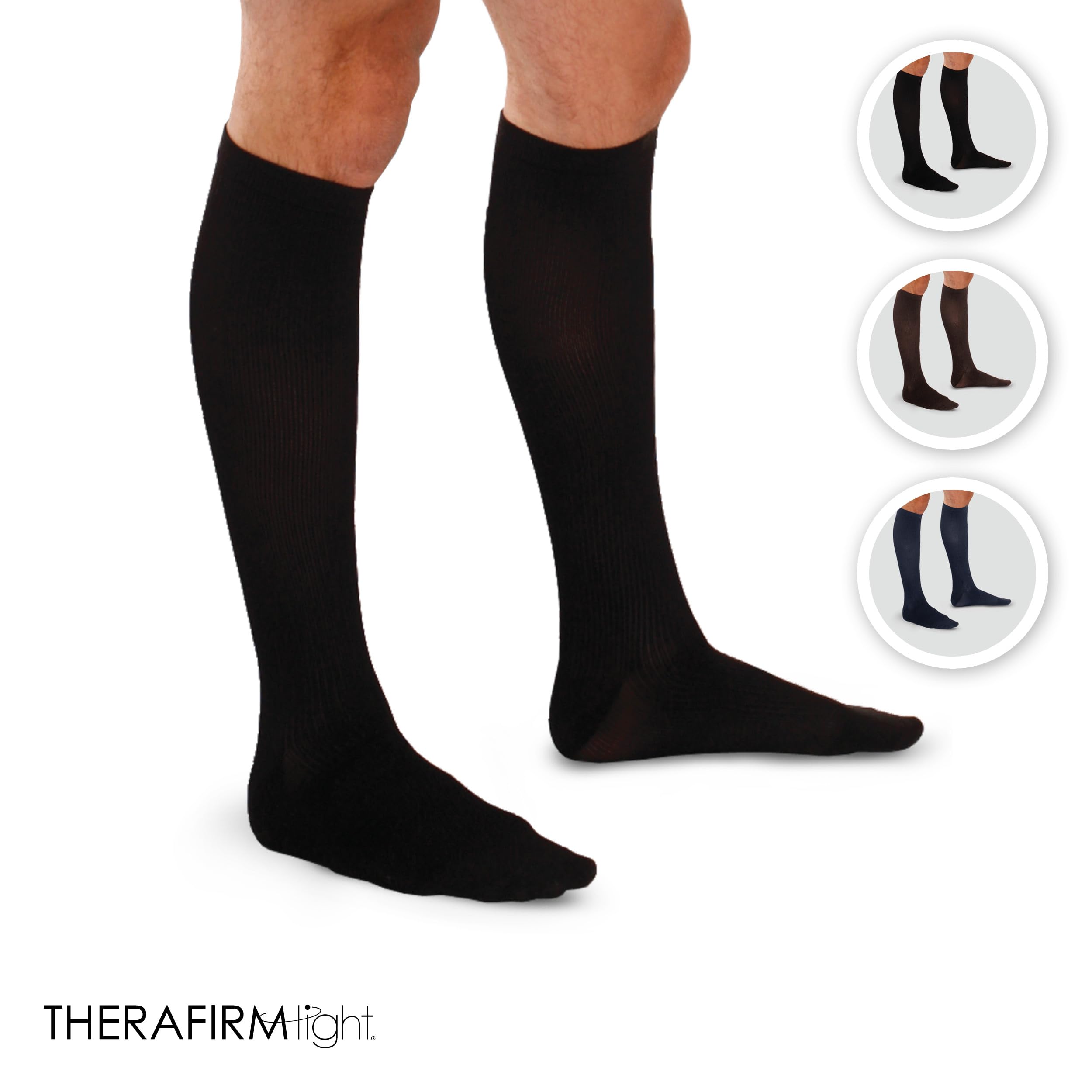 Men's Ribbed Trouser Socks with Light Compression (10-15mmHg) - Comfortable Support Socks for Work, Travel & Everyday Wear