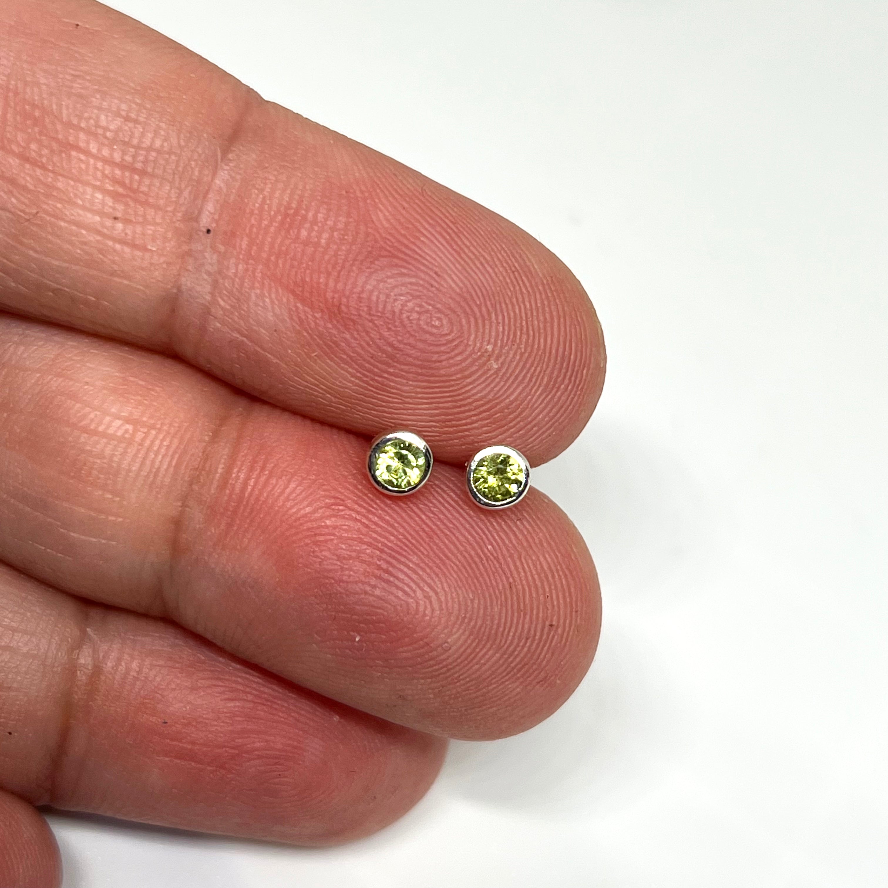 3mm Round Faceted Gemstone Bezel Set Stud Earrings - PSE004 | Elegant Everyday Jewelry for Women, Perfect for Work, Parties & Special Occasions