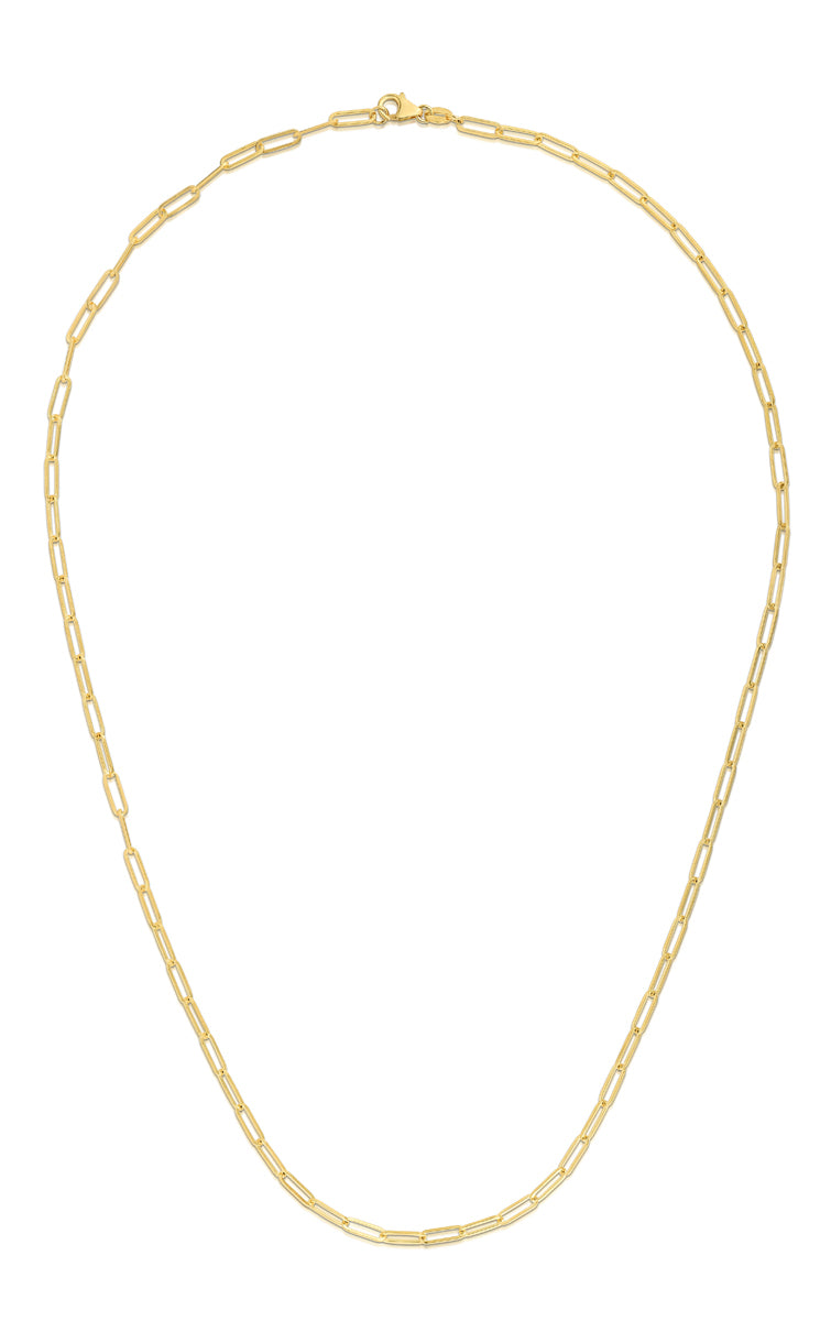 14K Gold 2.5mm Paperclip Chain Necklace - Dainty Minimalist Gold Chain for Women - Perfect for Layering, Everyday Wear & Gift Giving