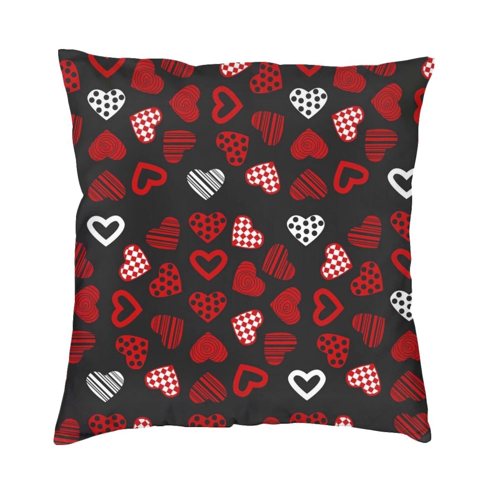 Valentine's Day Heart Pillow Covers 18x18 Inch - Romantic Red Love Heart Decorative Throw Pillow Cases for Sofa, Couch, Bed - Perfect for Home Decor, Anniversary Gifts & Cozy Living Room Accents