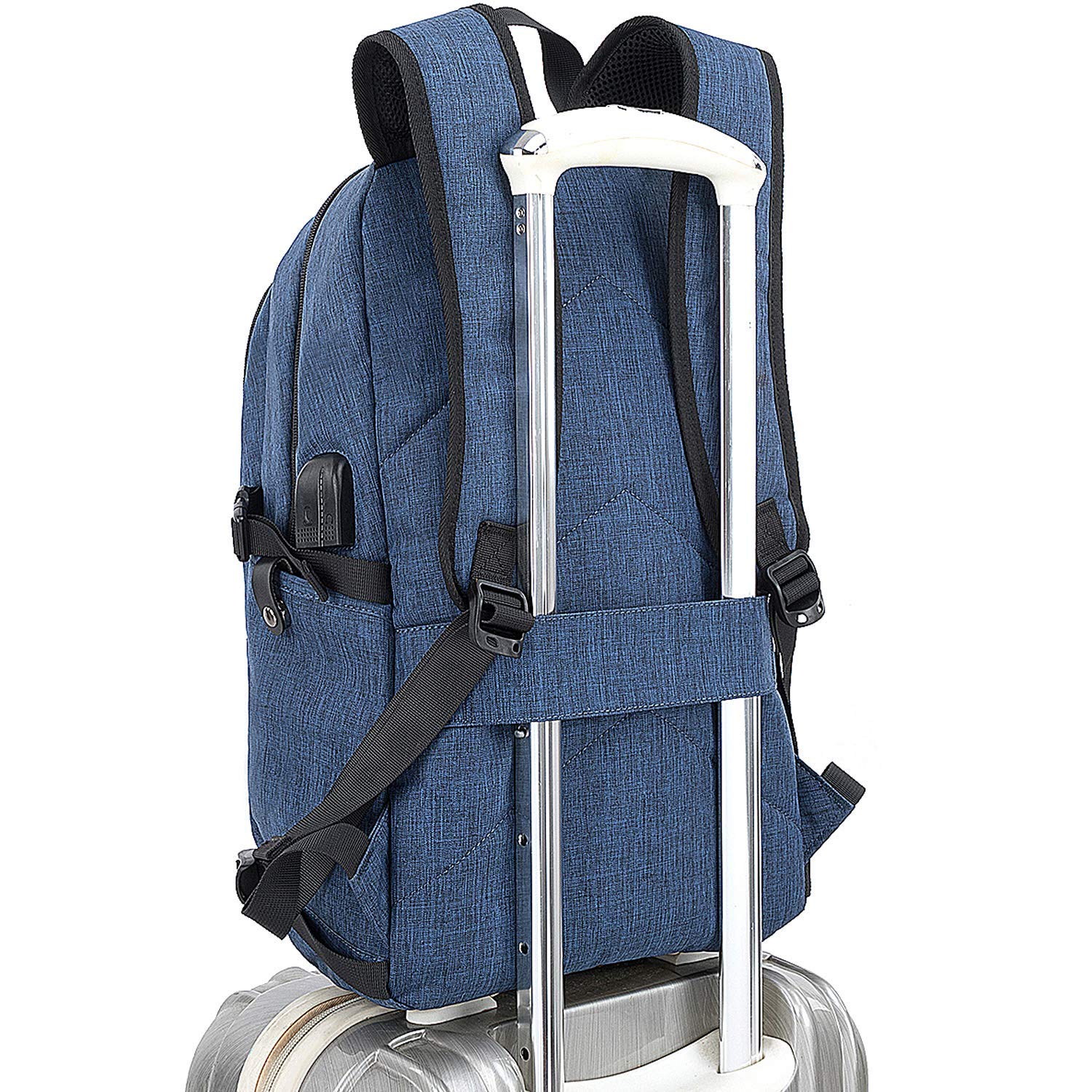 Tzowla 17.3 Inch Anti-Theft Business Laptop Backpack with USB Charging Port & Lock - Waterproof Computer Backpack for Men & Women - Perfect for Office, Travel, Hiking & College (Blue)