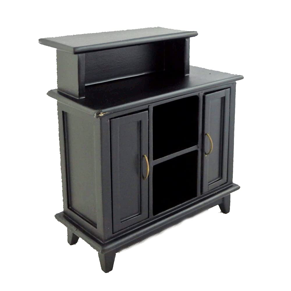 1:12 Scale Black Bar High Cabinet - Miniature Dining Room & Study Furniture for Dollhouses | Perfect for Dollhouse Decor, DIY Projects & Collectors