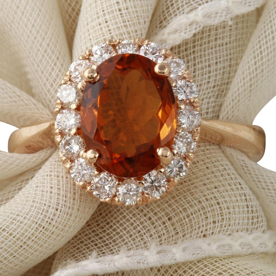 2.35 Carats Natural Madeira Citrine & Diamond 14K Rose Gold Ring for Women - Elegant Jewelry Gift for Anniversary, Birthday & Special Occasions