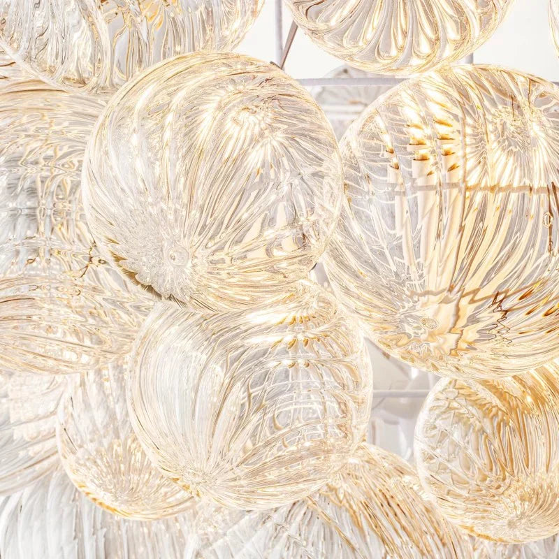 Tammy 24-Inch Round Glass Ball Chandelier - Modern Crystal Ceiling Light Fixture for Dining Room, Bedroom, or Living Room Decor