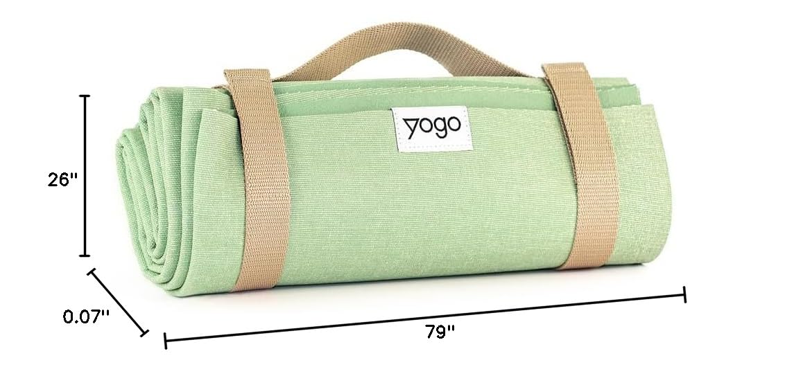 Yogo Ultralight Folding Travel Yoga Mat with Attached Straps - FSC® Certified Plant Rubber, Non-Slip Sticky Grip - Perfect for Home, Gym & Outdoor Yoga Practice