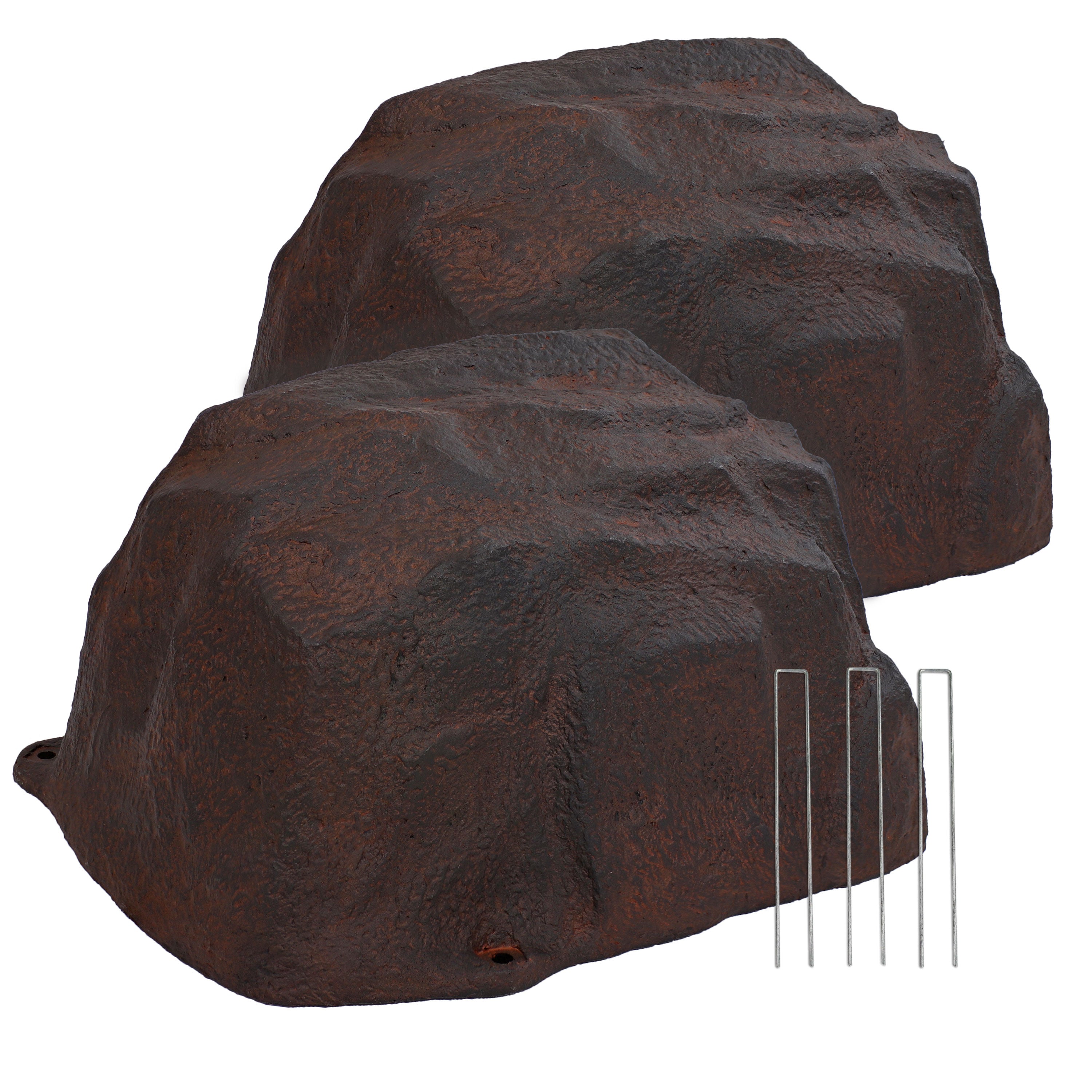 Sunnydaze Low Profile Artificial Landscape Rock Cover with Stakes - Decorative Yard & Garden Camouflage for Utility Boxes, Pipes & Unsightly Objects