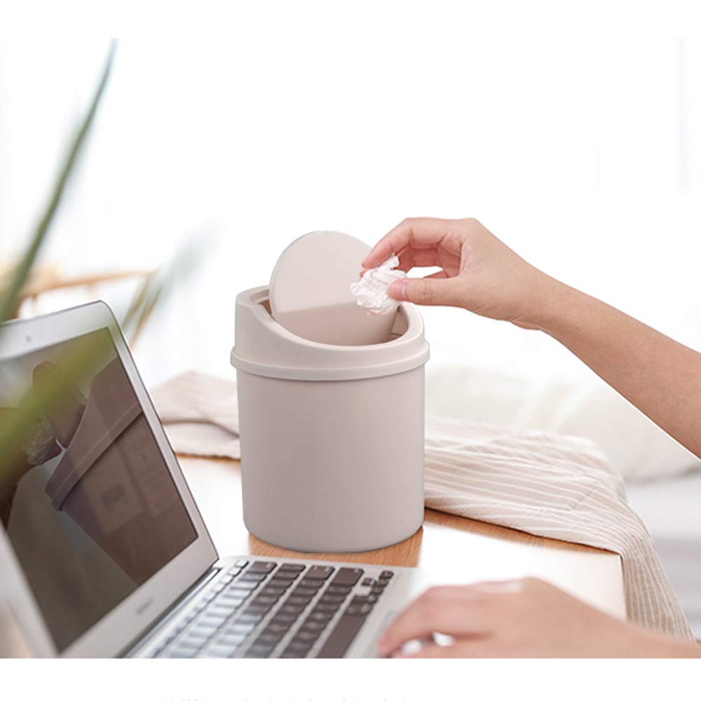 Small Plastic Waste Bin with Swing Lid - Mini Desktop Trash Can for Office, Bedroom & Bathroom | Pink (Perfect for Desk, Nightstand & Vanity Organization)
