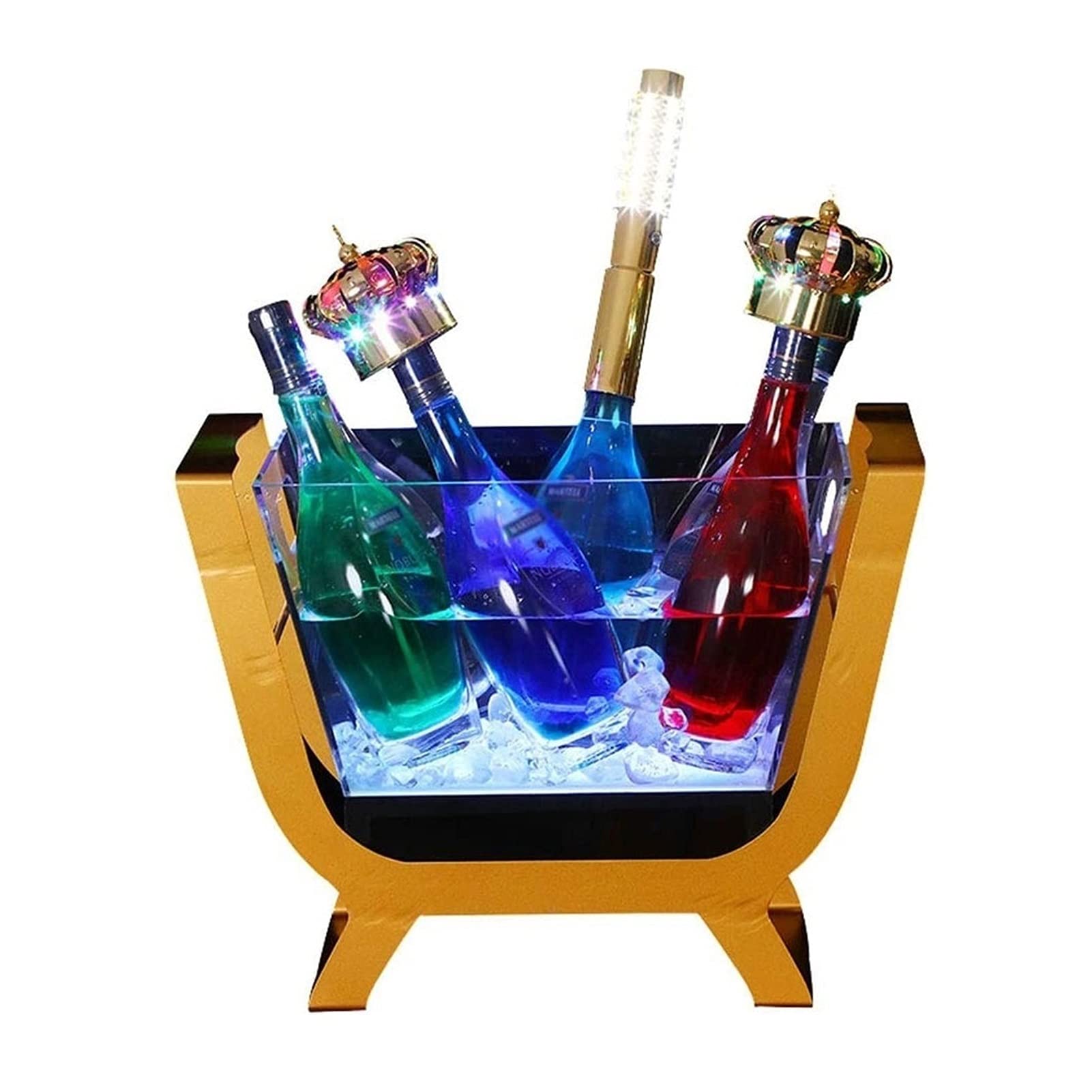7-Color Gradient LED Ice Bucket - Waterproof Changing Color Cooler for Champagne, Wine & Beer - Plastic Luminous Party Bucket for Home, Bar, KTV Club - Perfect for Celebrations, Cocktail Parties & Outdoor Gatherings