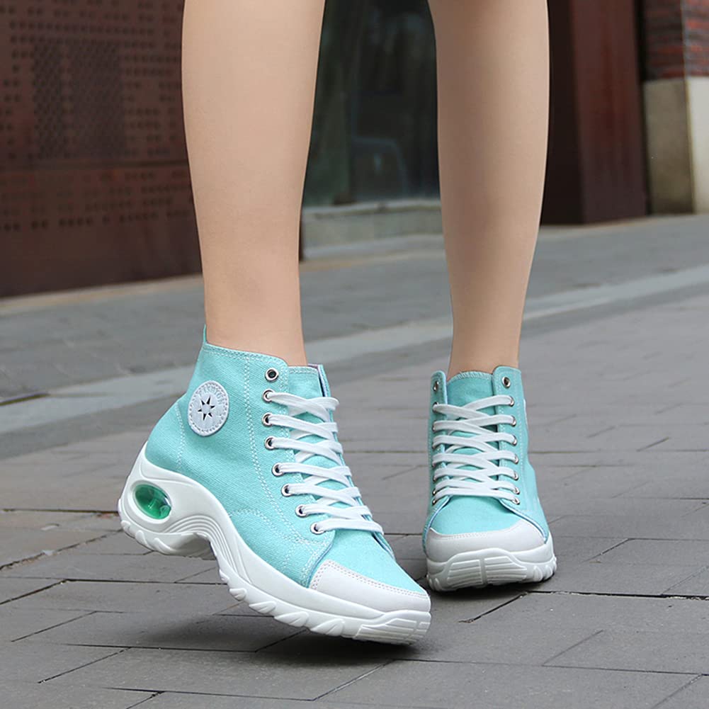 MAUGELY Women's High Top Sneakers with Thick Platform Sole - Fashion Canvas Athletic Shoes for Casual Wear, Street Style & Workout