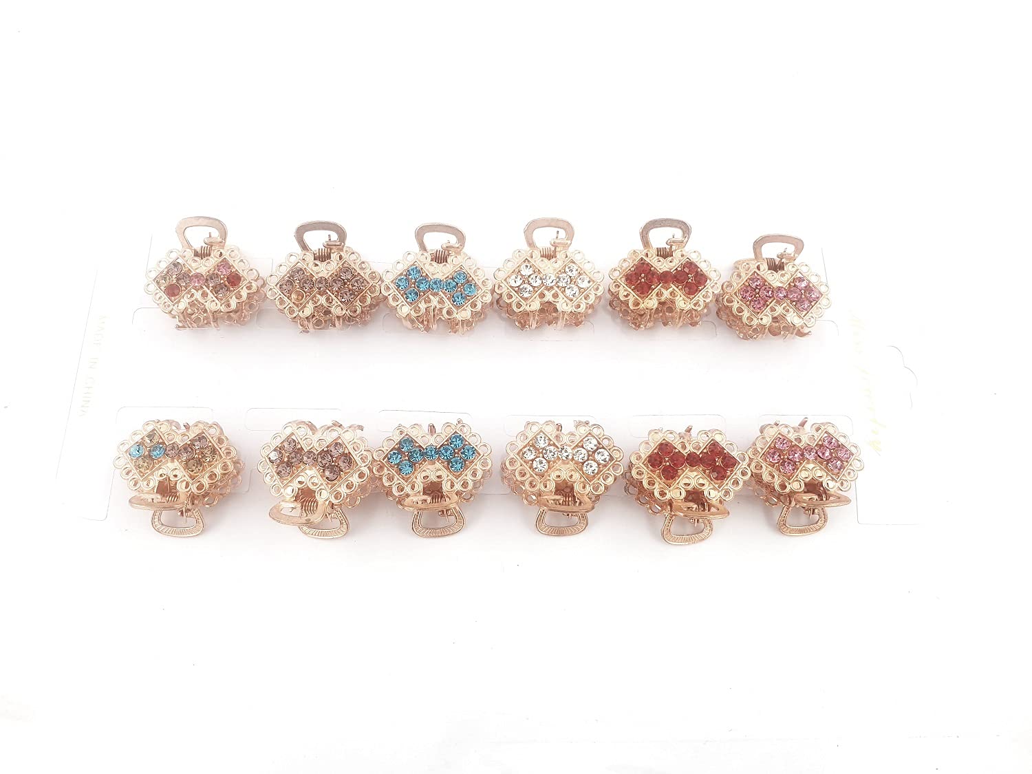 Dhavesai 12-Piece Hair Clips Set for Women & Girls - Butterfly Claw Clips, Stone Hair Accessories, Korean Style Hair Clutches | Perfect for School, Work, Parties & Daily Styling
