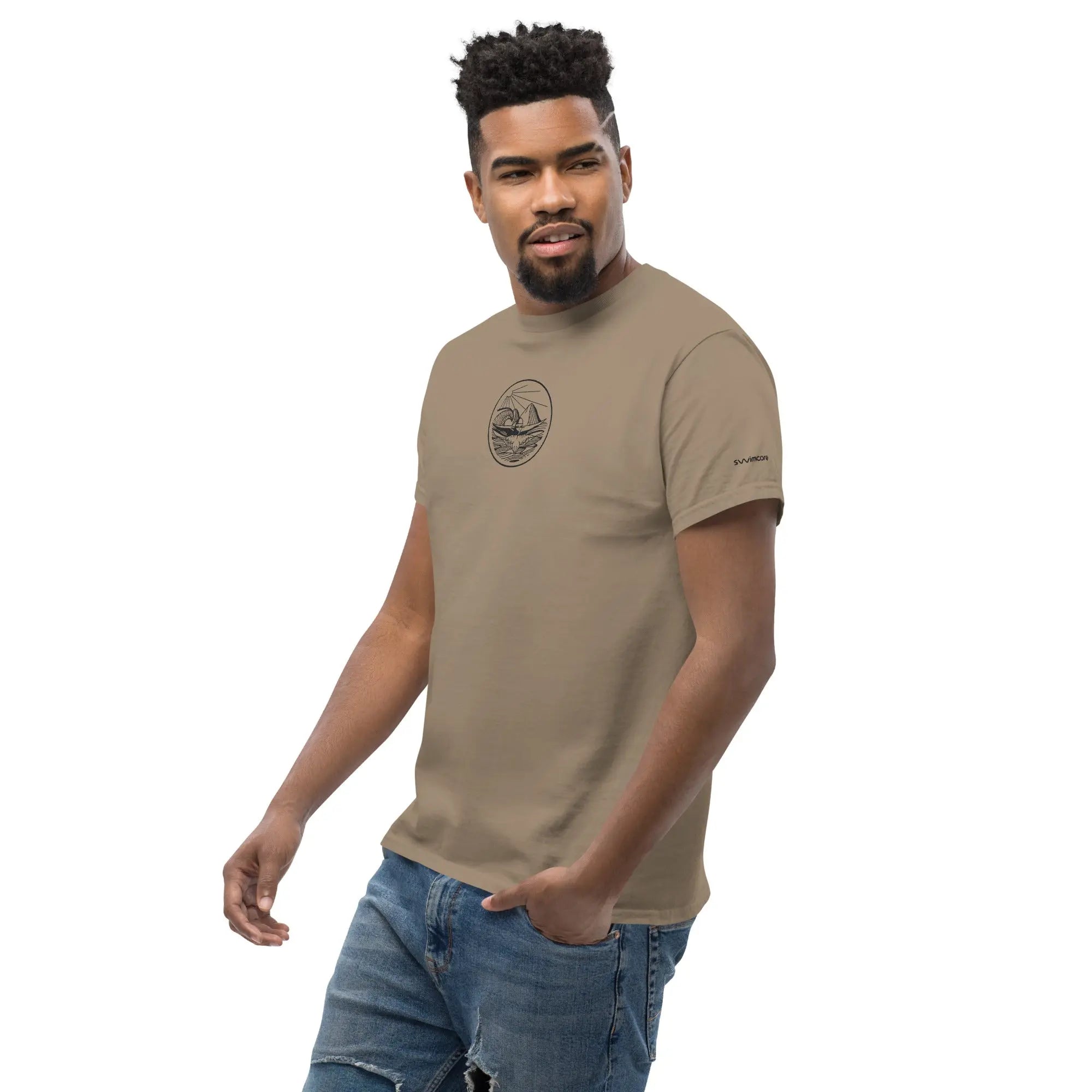 Designer Mountain Swimmer Graphic T-Shirt - Unisex Casual Tee for Men & Women | Perfect for Outdoor Adventures, Beach Trips, and Streetwear Fashion