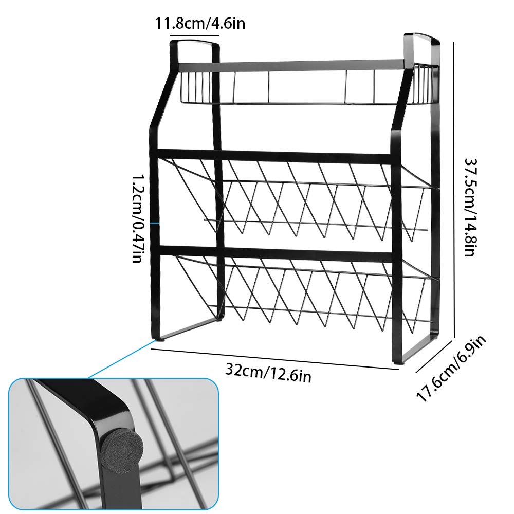 Tomorotec 3-Tier Compact Kitchen Spice Organizer Shelf - Space Saving Spice Rack for Counter & Cabinet Storage - Perfect for Pantry, Bathroom, Office & Small Space Organization