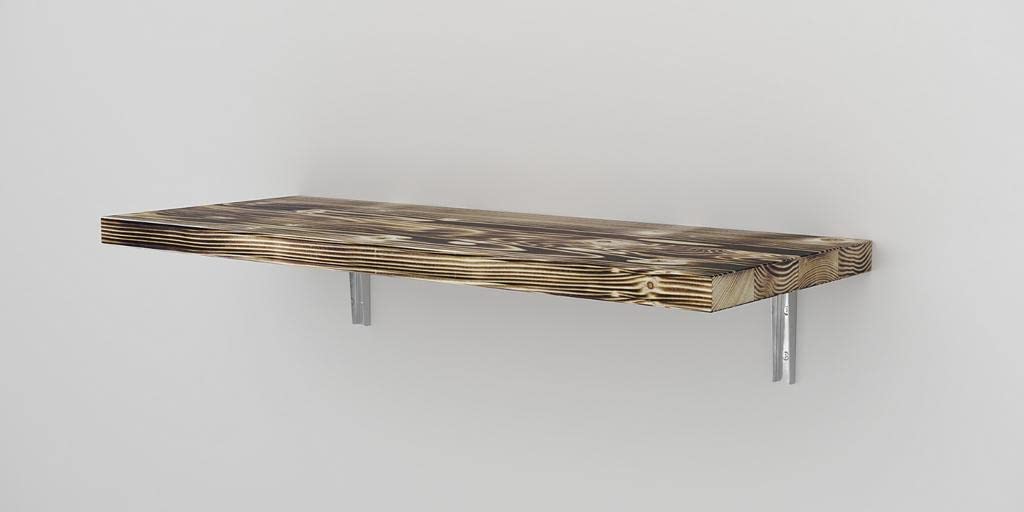Wall Mounted Floating Desk - Foldable Space Saving Table for Small Spaces, Kitchen Counter, Laundry Shelf & Home Office (40x16 Inch, Rustic Burn) - Perfect for Apartments, Dorms & Tiny Homes